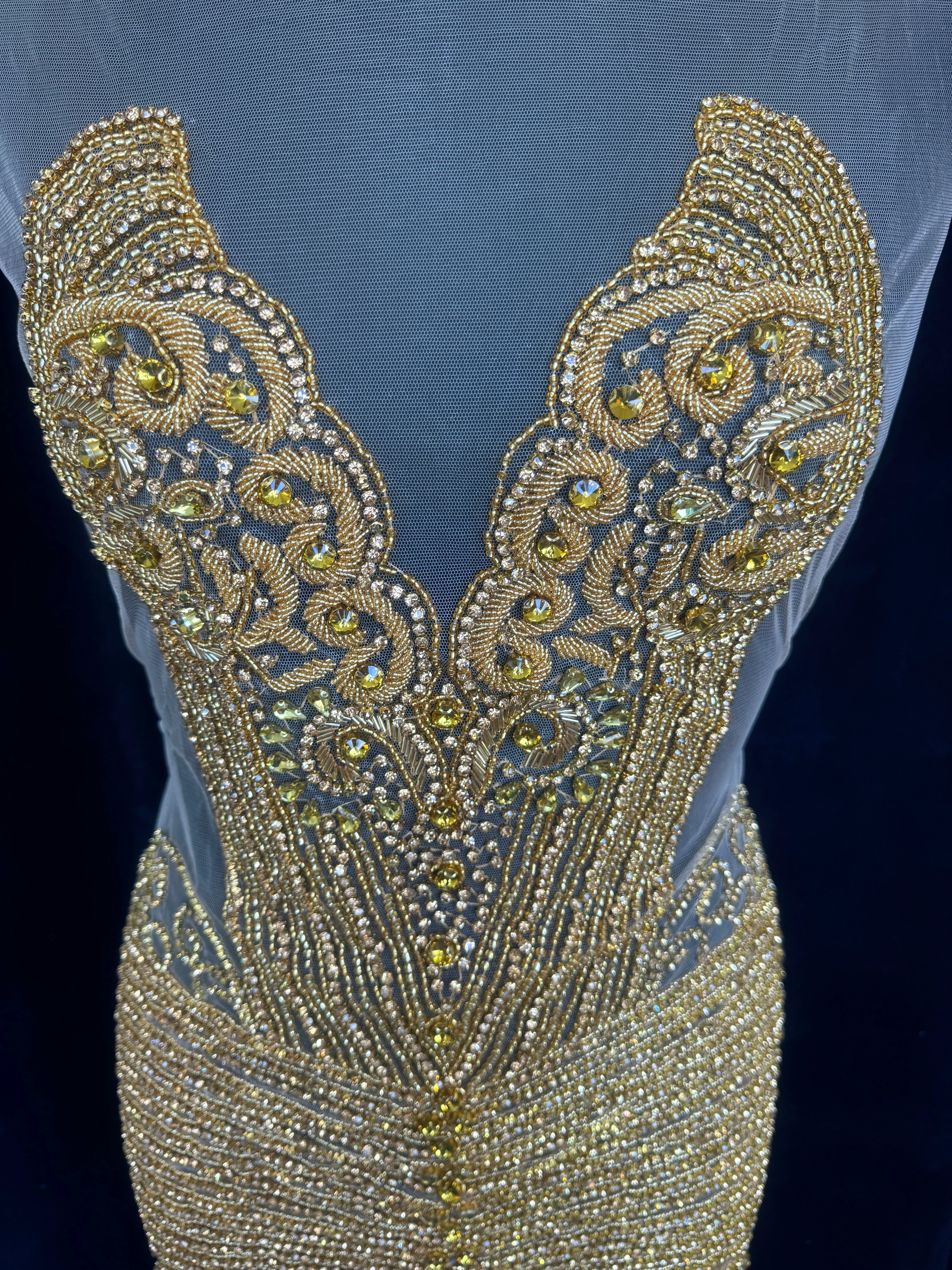 Lucy Gold Rhinestone Bodice Appliqué - Image 3