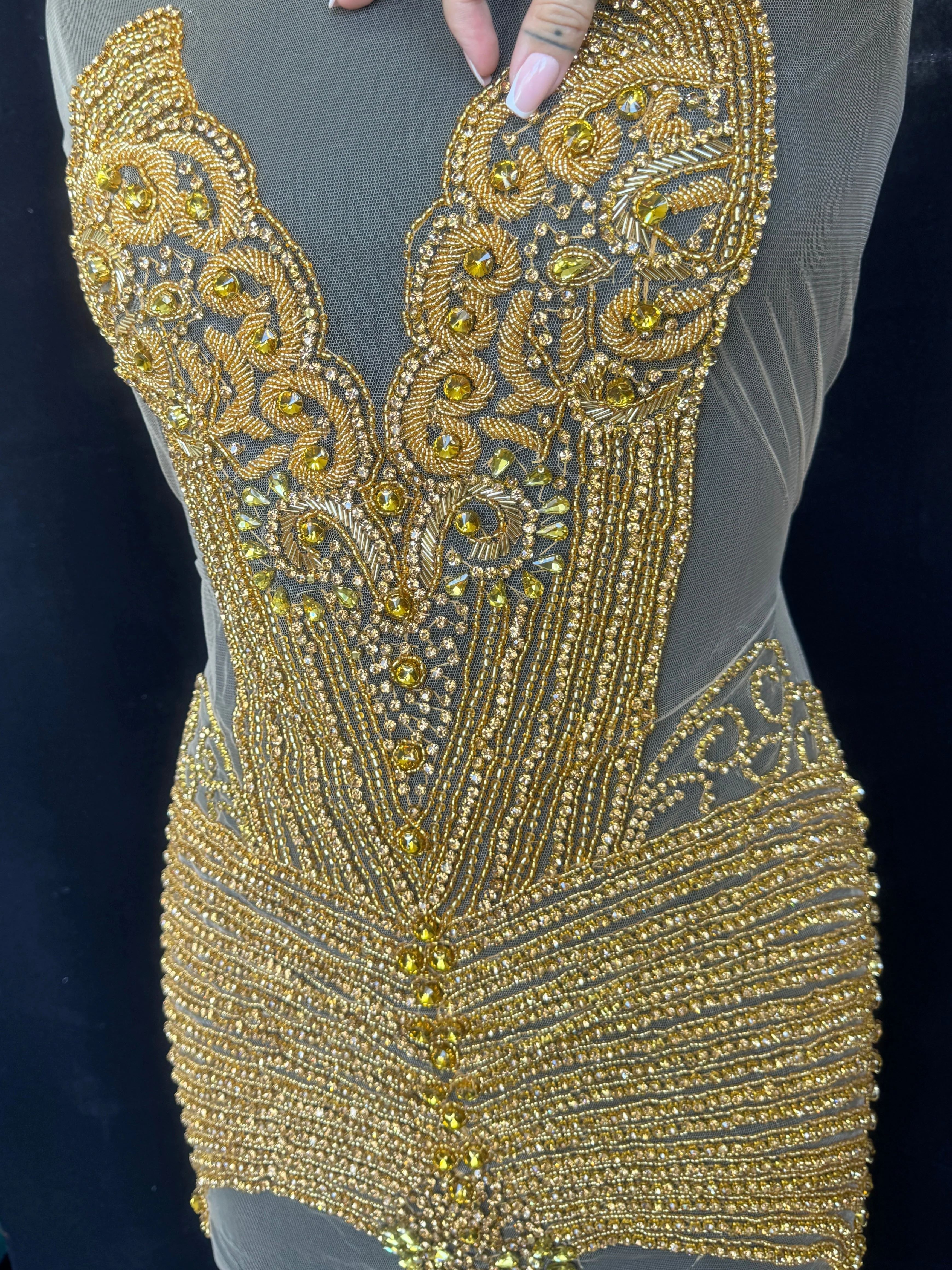 Lucy Gold Rhinestone Bodice Appliqué - Image 4