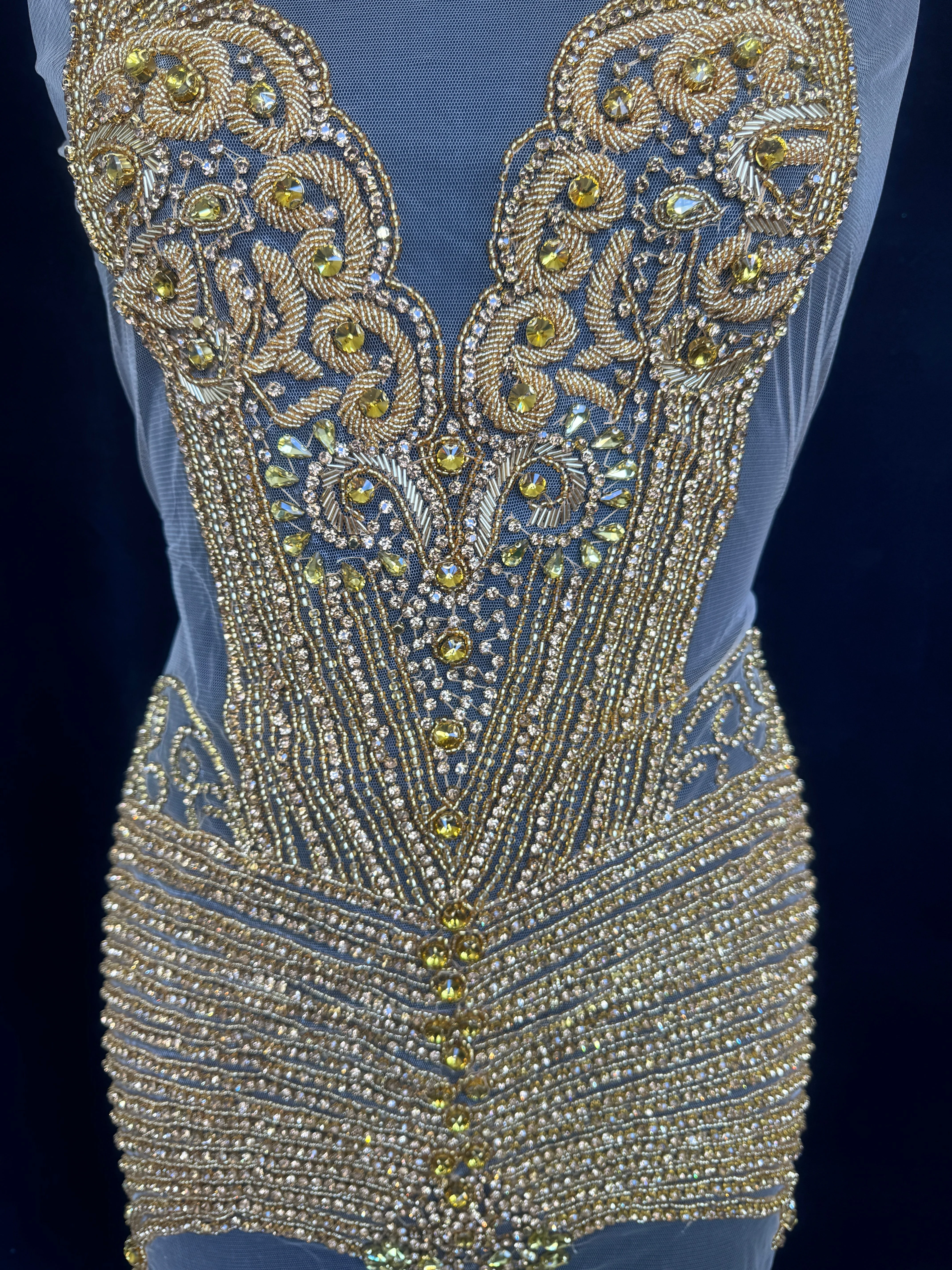 Lucy Gold Rhinestone Bodice Appliqué - Image 5