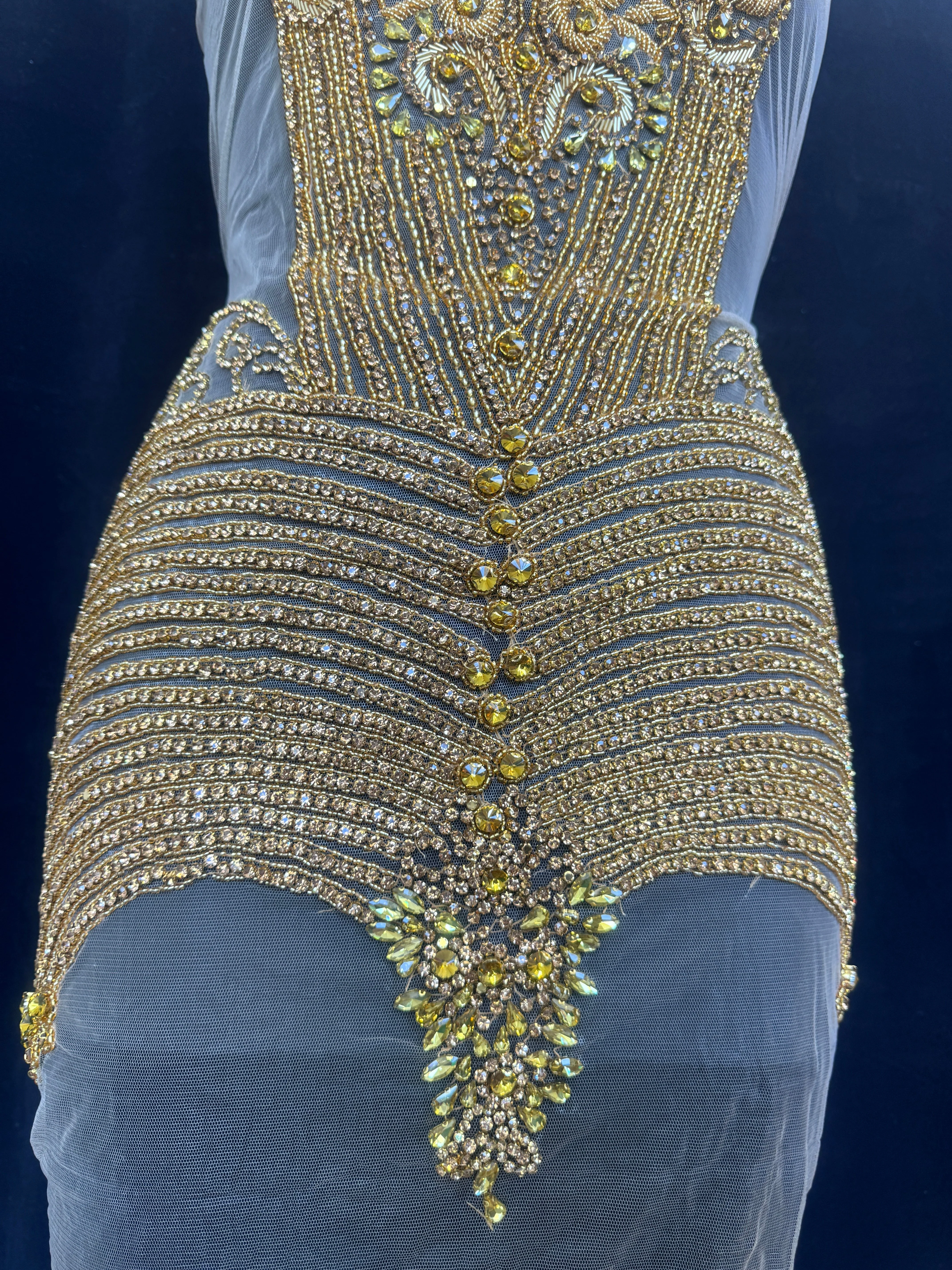 Lucy Gold Rhinestone Bodice Appliqué - Image 7