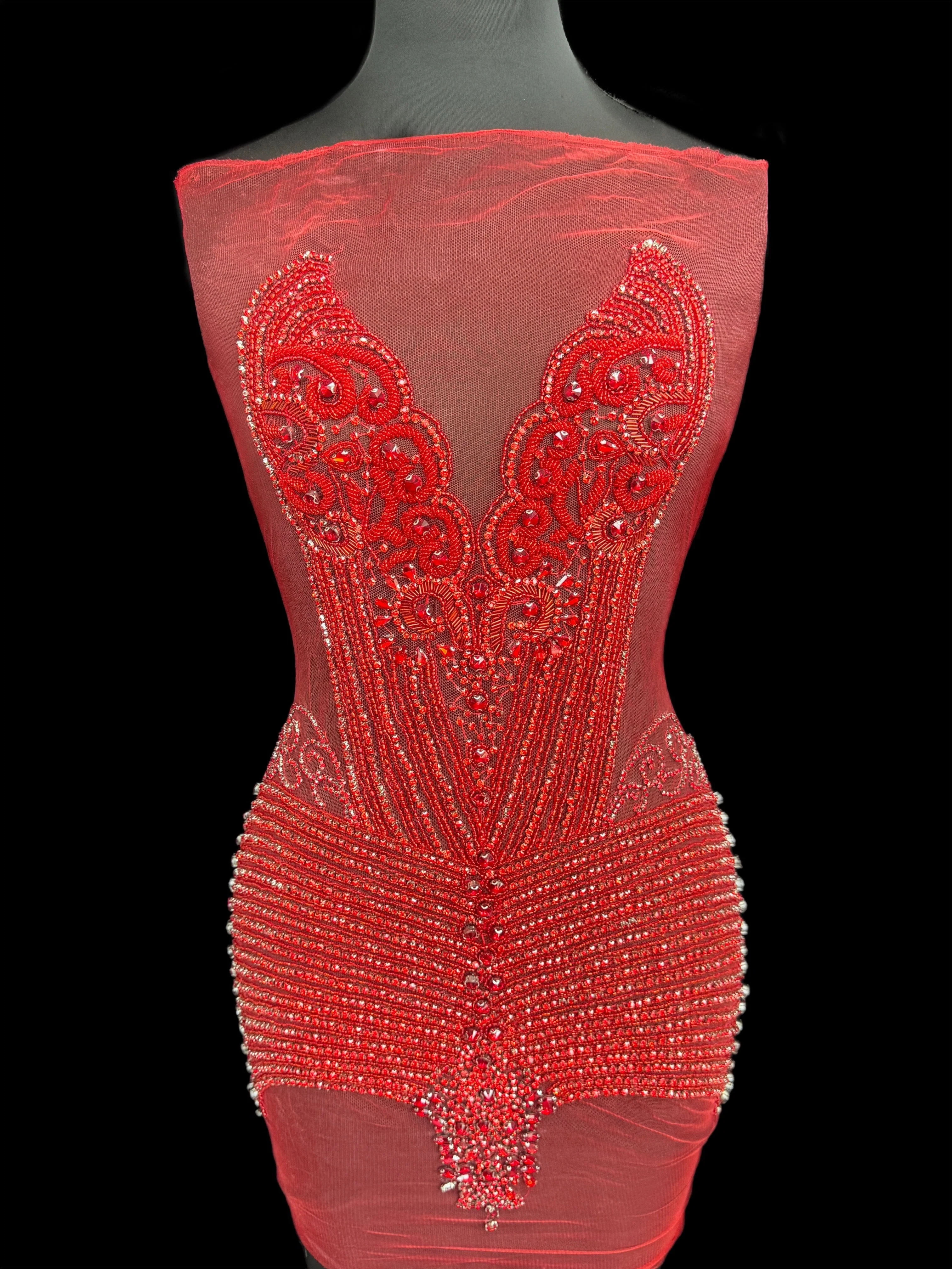 Lucy Red Rhinestone Bodice Applique