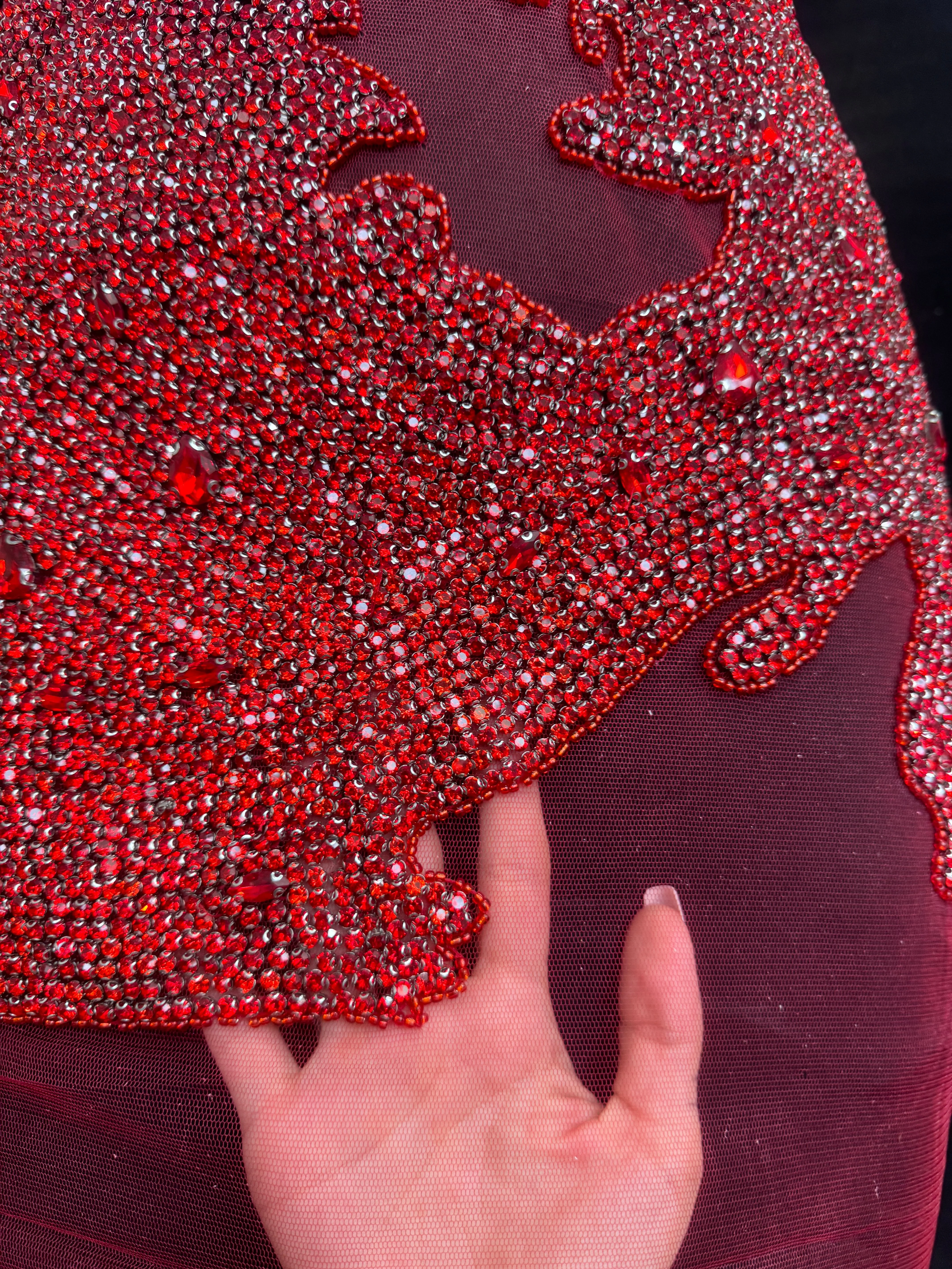 Lucy Red Rhinestone Bodice Applique - Image 4