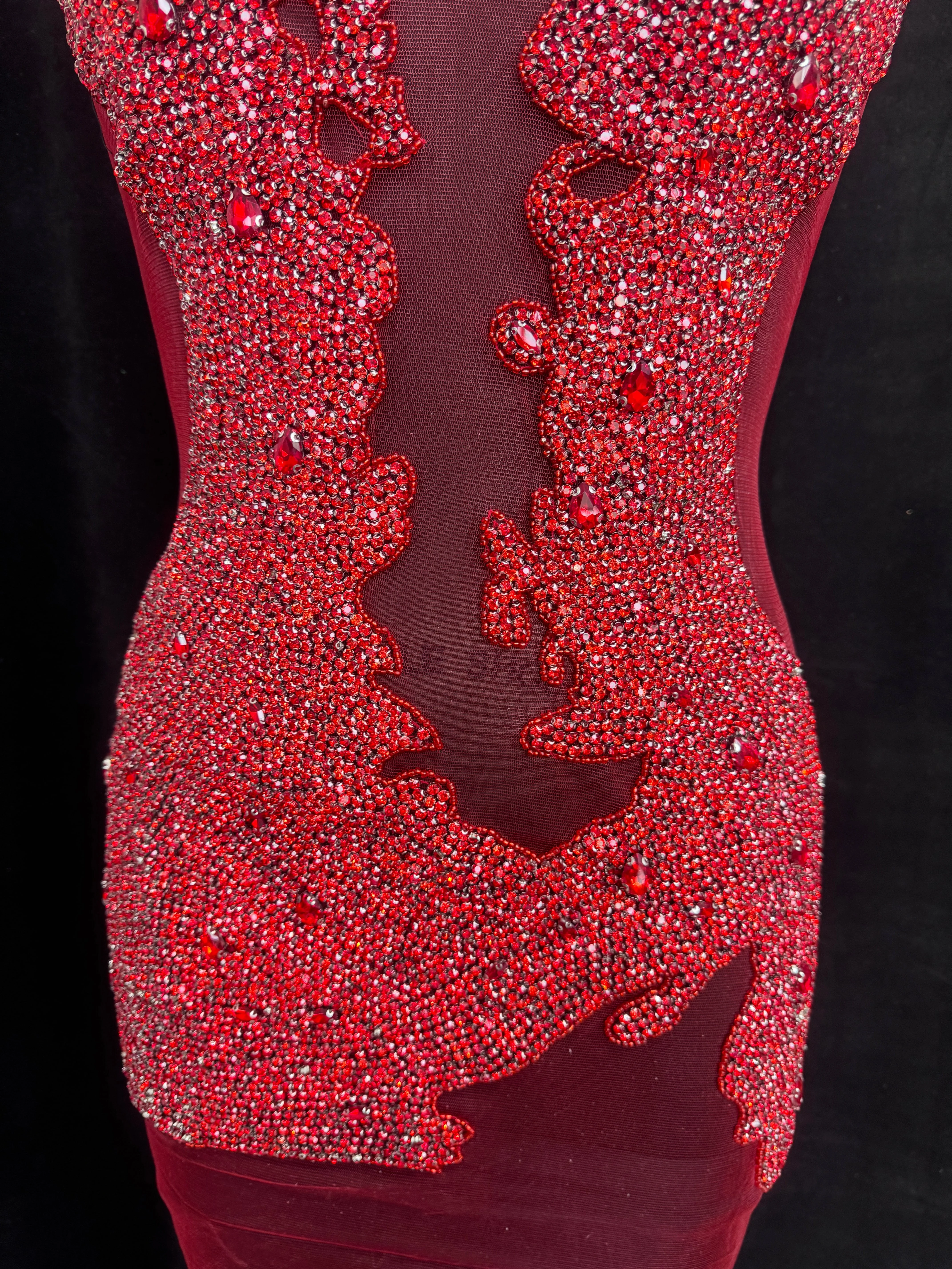 Lucy Red Rhinestone Bodice Applique - Image 5