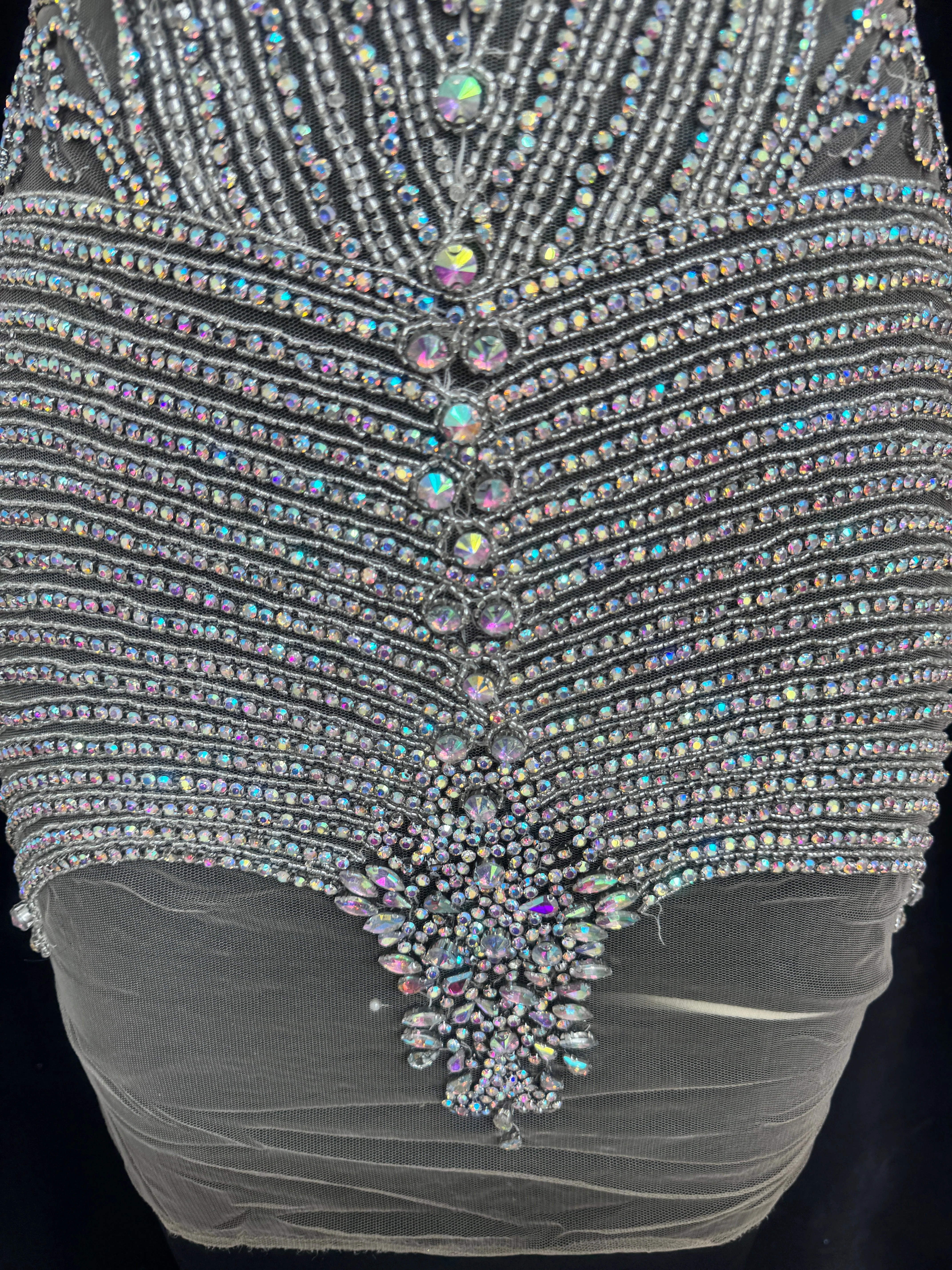 Lucy Iridescent Silver Rhinestone Bodice Appliqué - Image 5