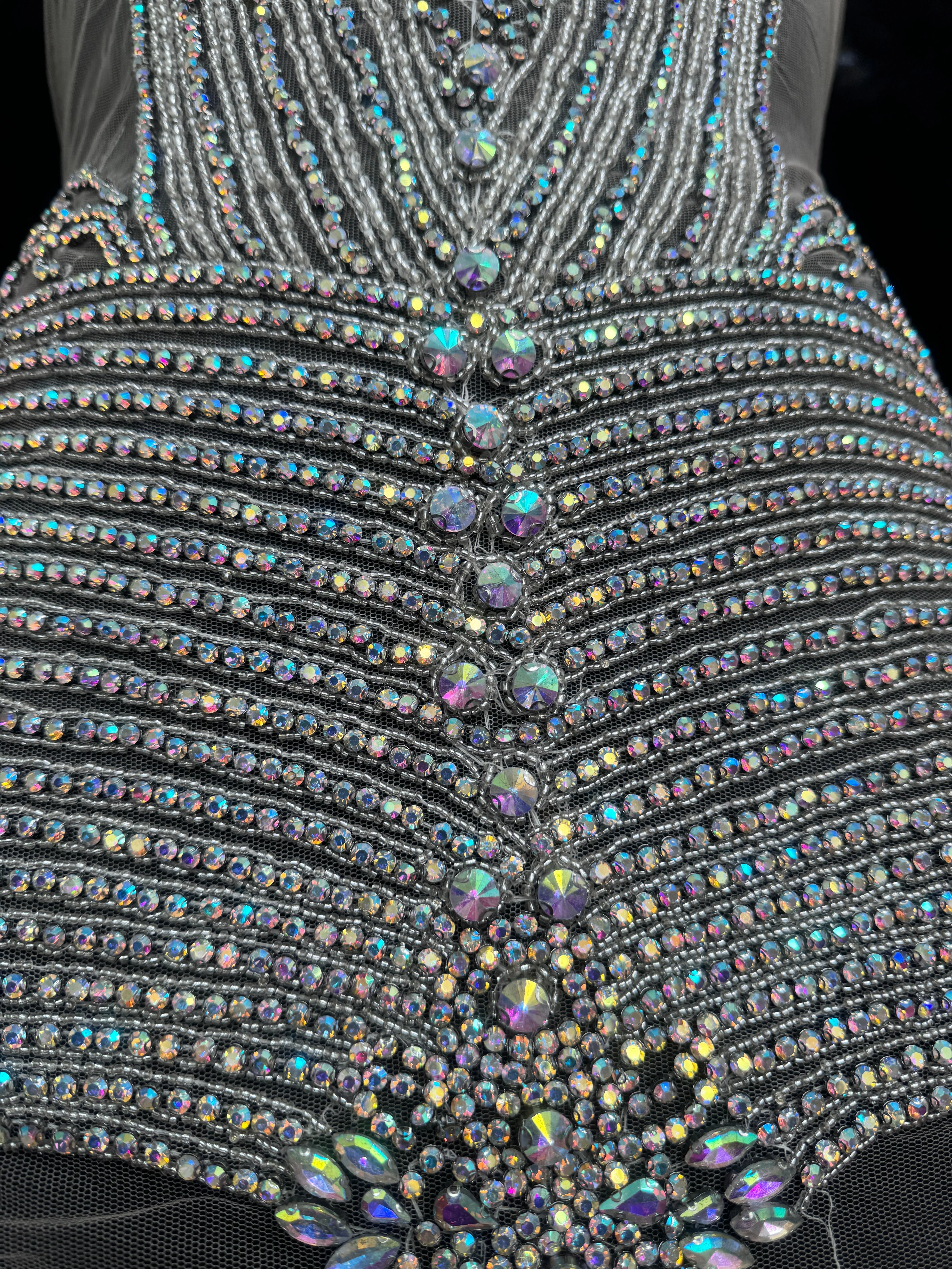 Lucy Iridescent Silver Rhinestone Bodice Appliqué - Image 6