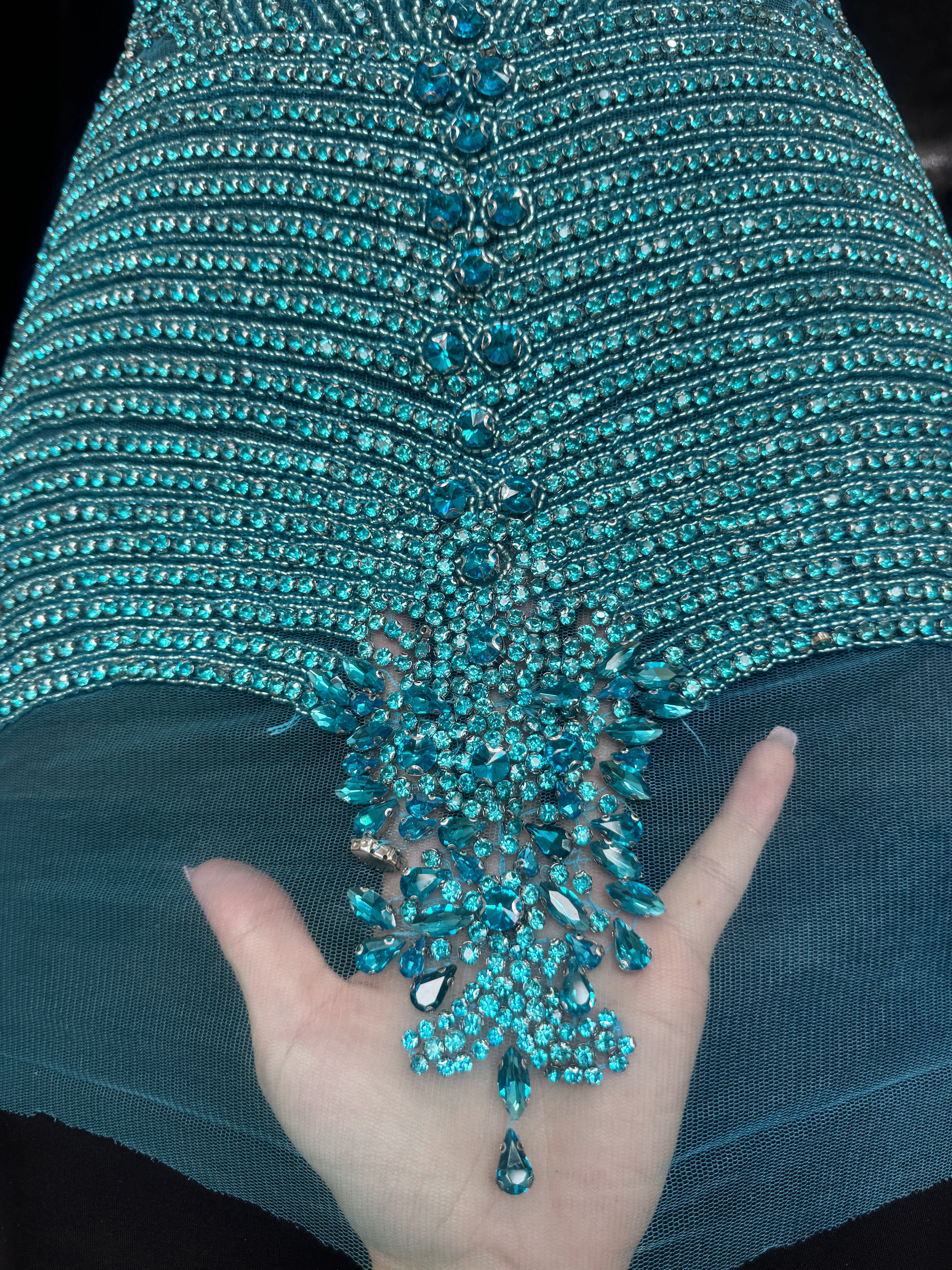 Lucy Turquoise Rhinestone Bodice Applique - Image 2
