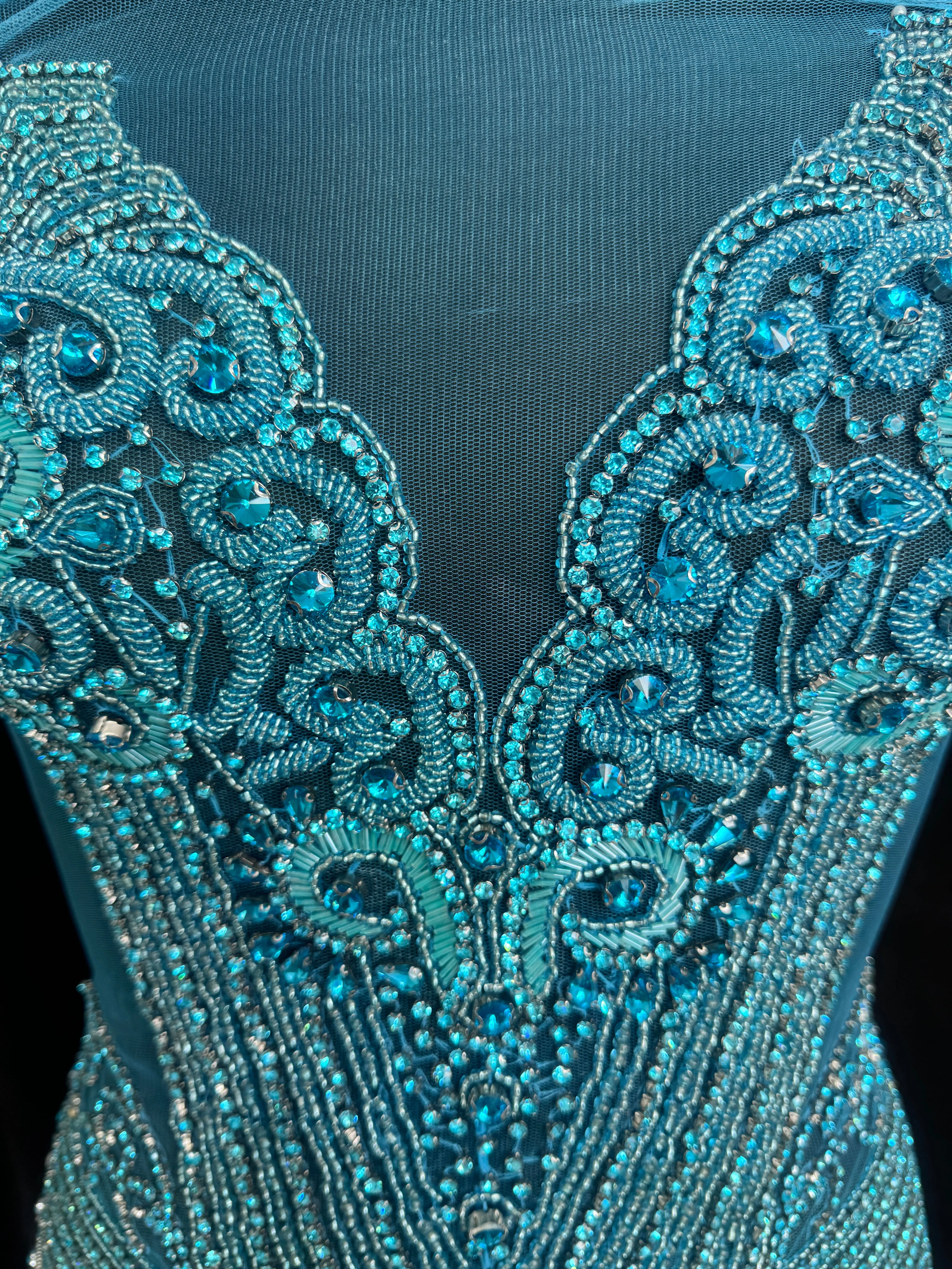 Lucy Turquoise Rhinestone Bodice Applique - Image 3