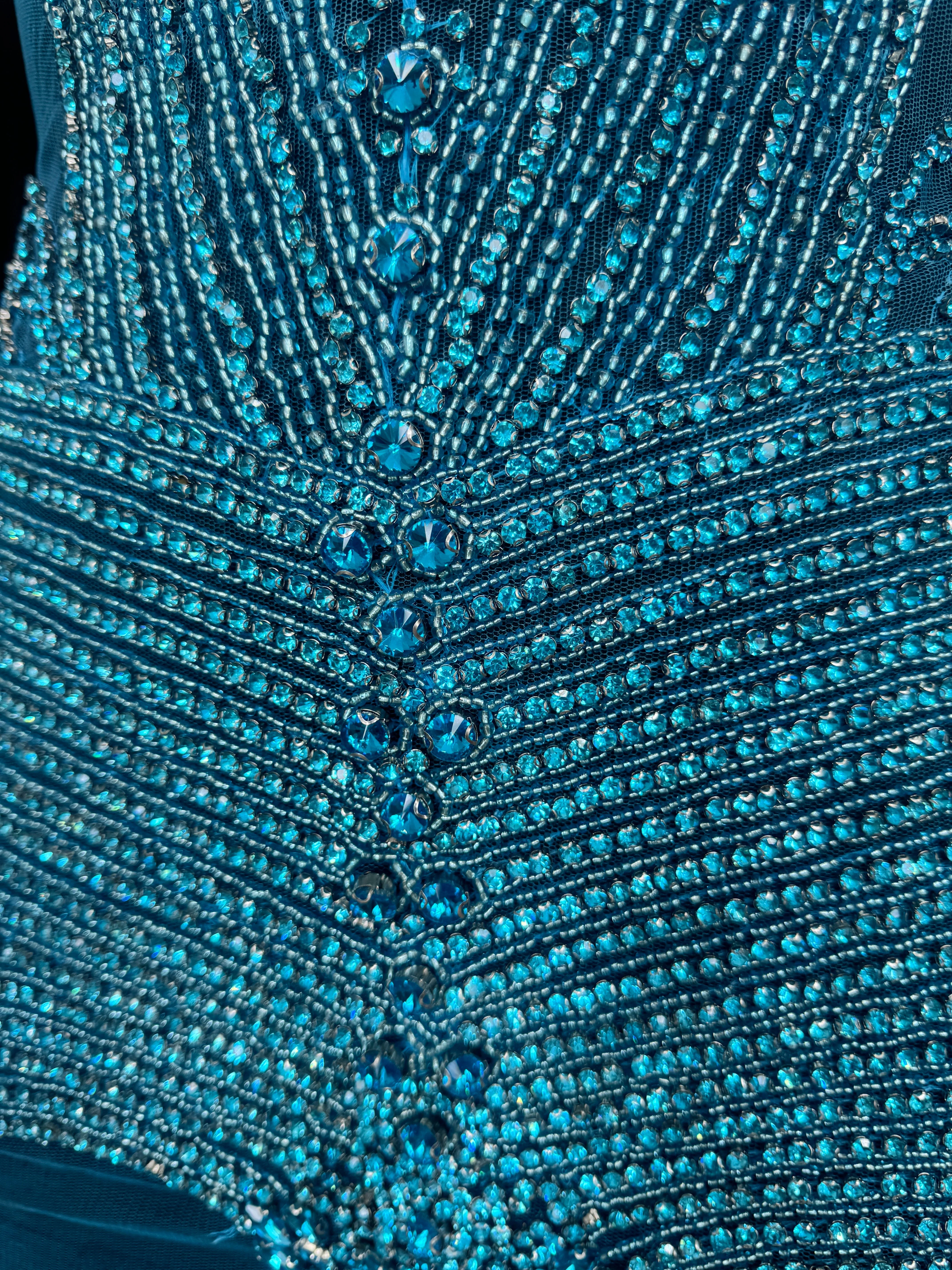 Lucy Turquoise Rhinestone Bodice Applique - Image 5
