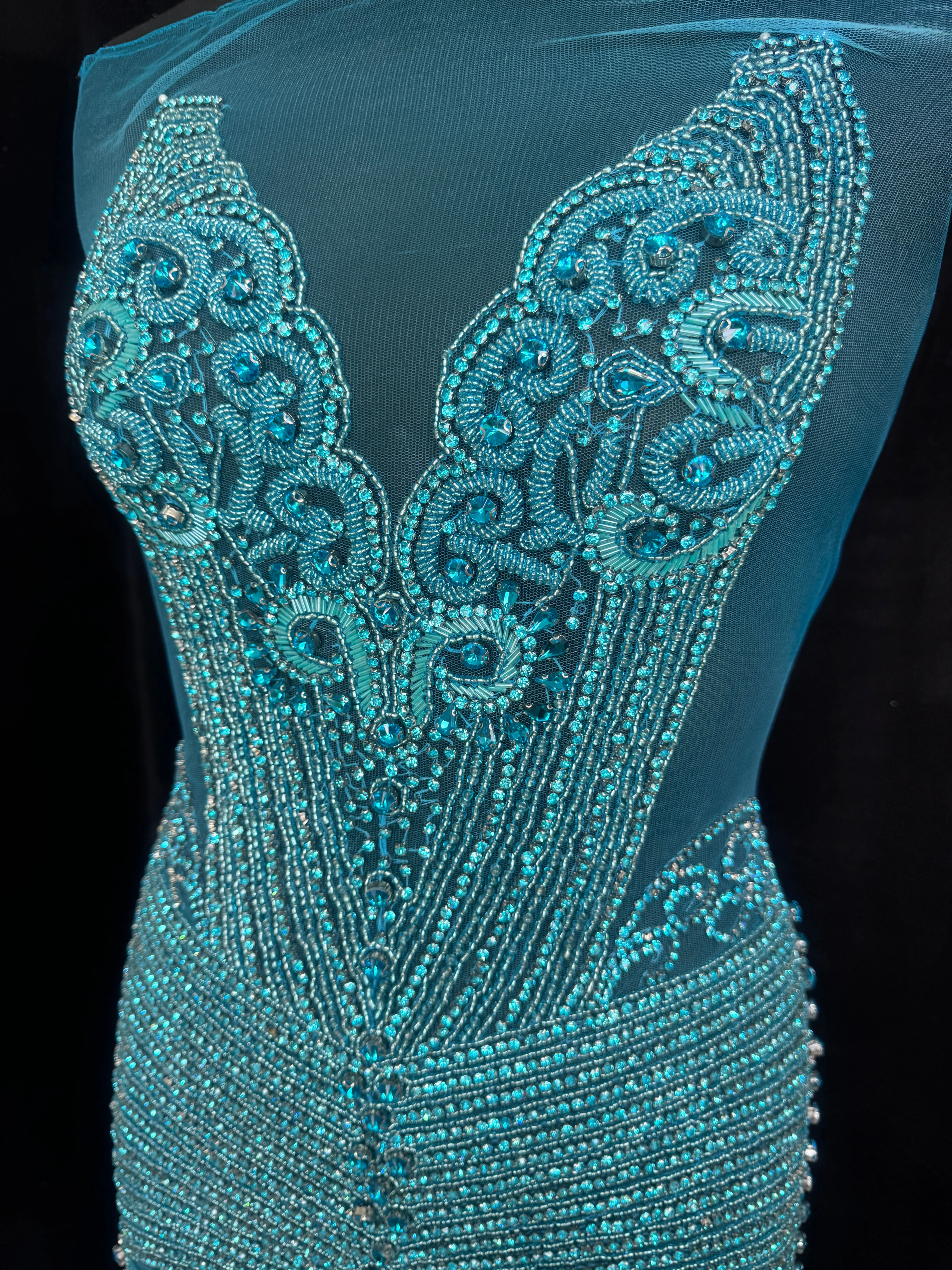Lucy Turquoise Rhinestone Bodice Applique - Image 6