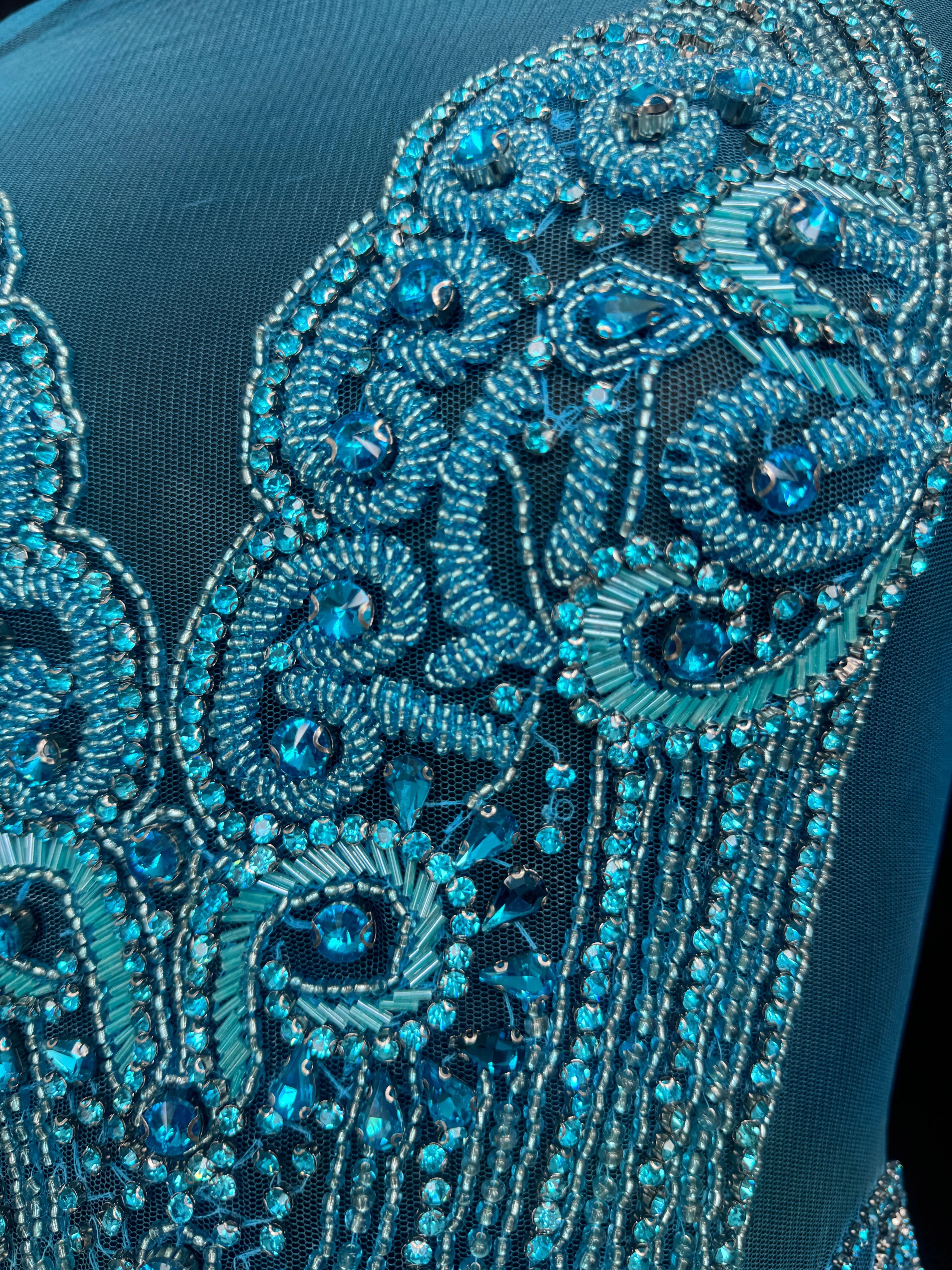 Lucy Turquoise Rhinestone Bodice Applique - Image 7