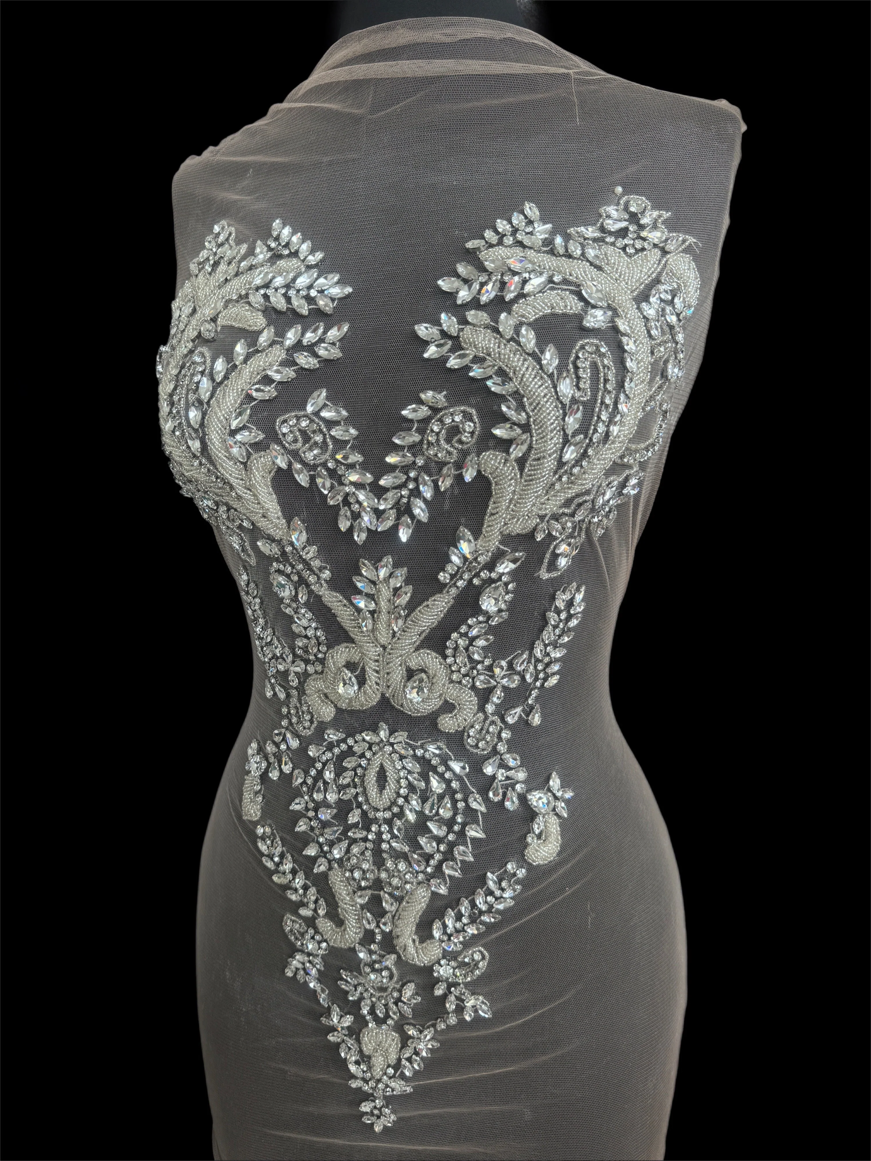 Luna Silver Rhinestone Bodice Appliqué