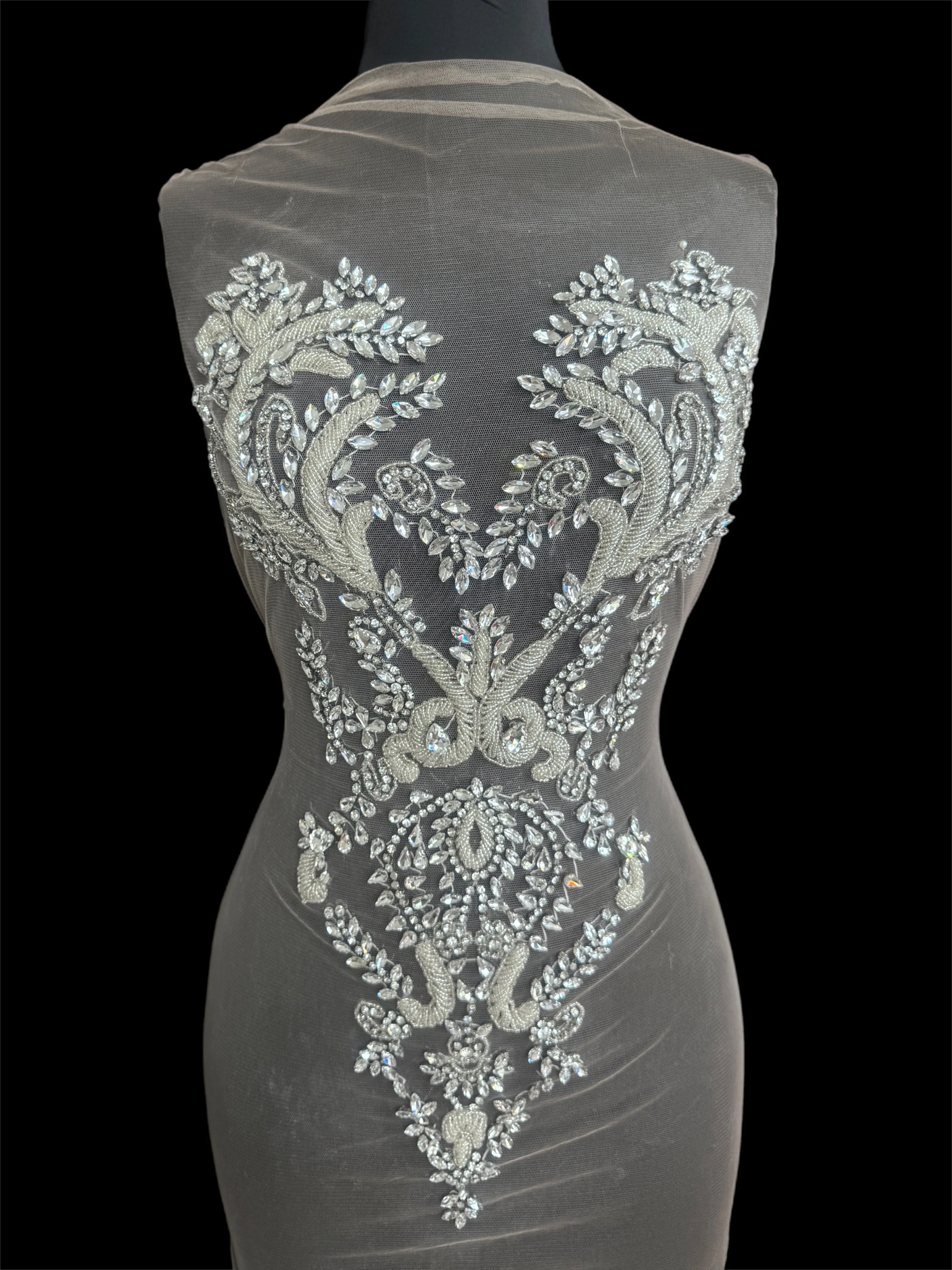 Luna Silver Rhinestone Bodice Appliqué - Image 2