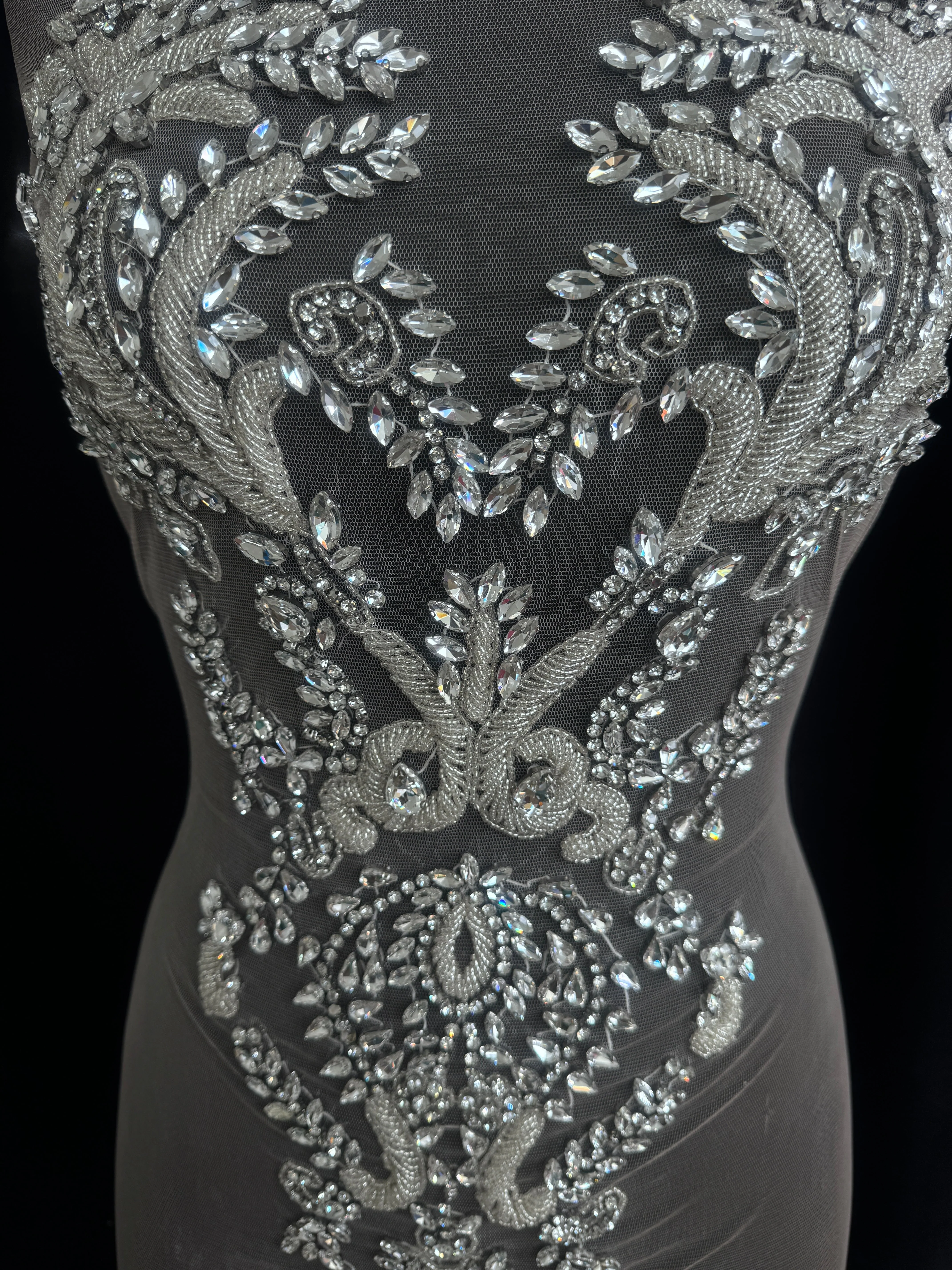 Luna Silver Rhinestone Bodice Appliqué - Image 3