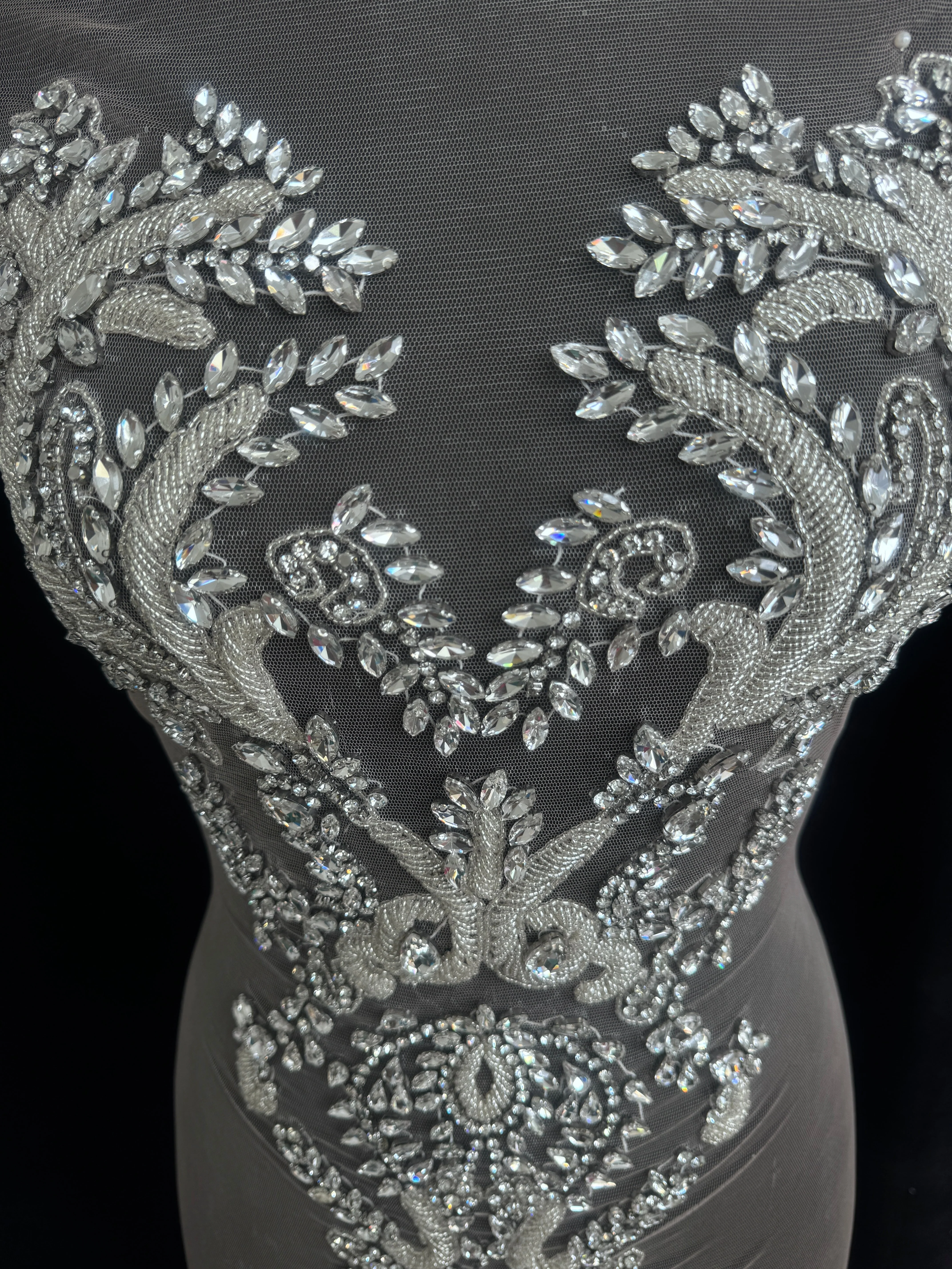 Luna Silver Rhinestone Bodice Appliqué - Image 4