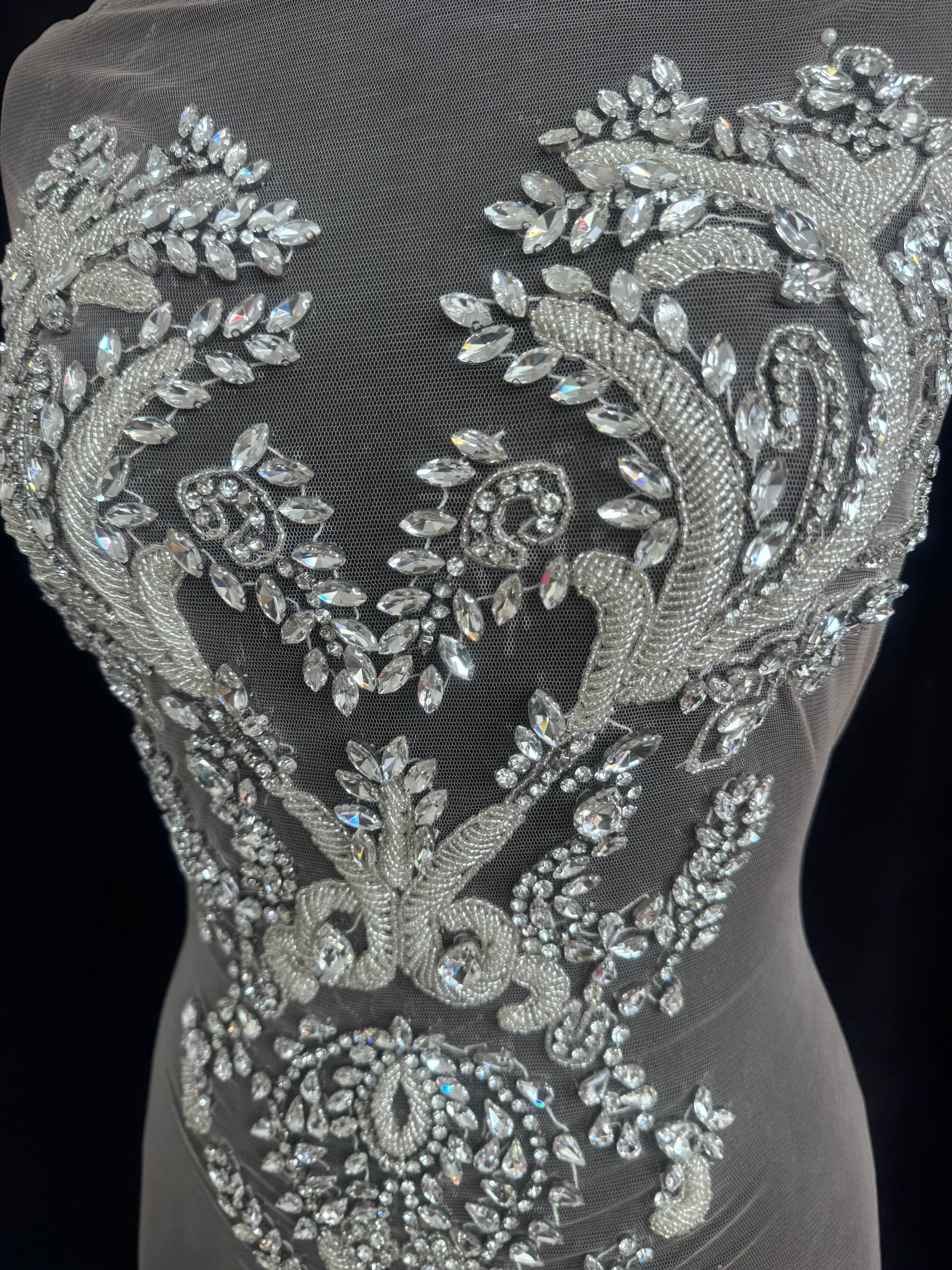 Luna Silver Rhinestone Bodice Appliqué - Image 5