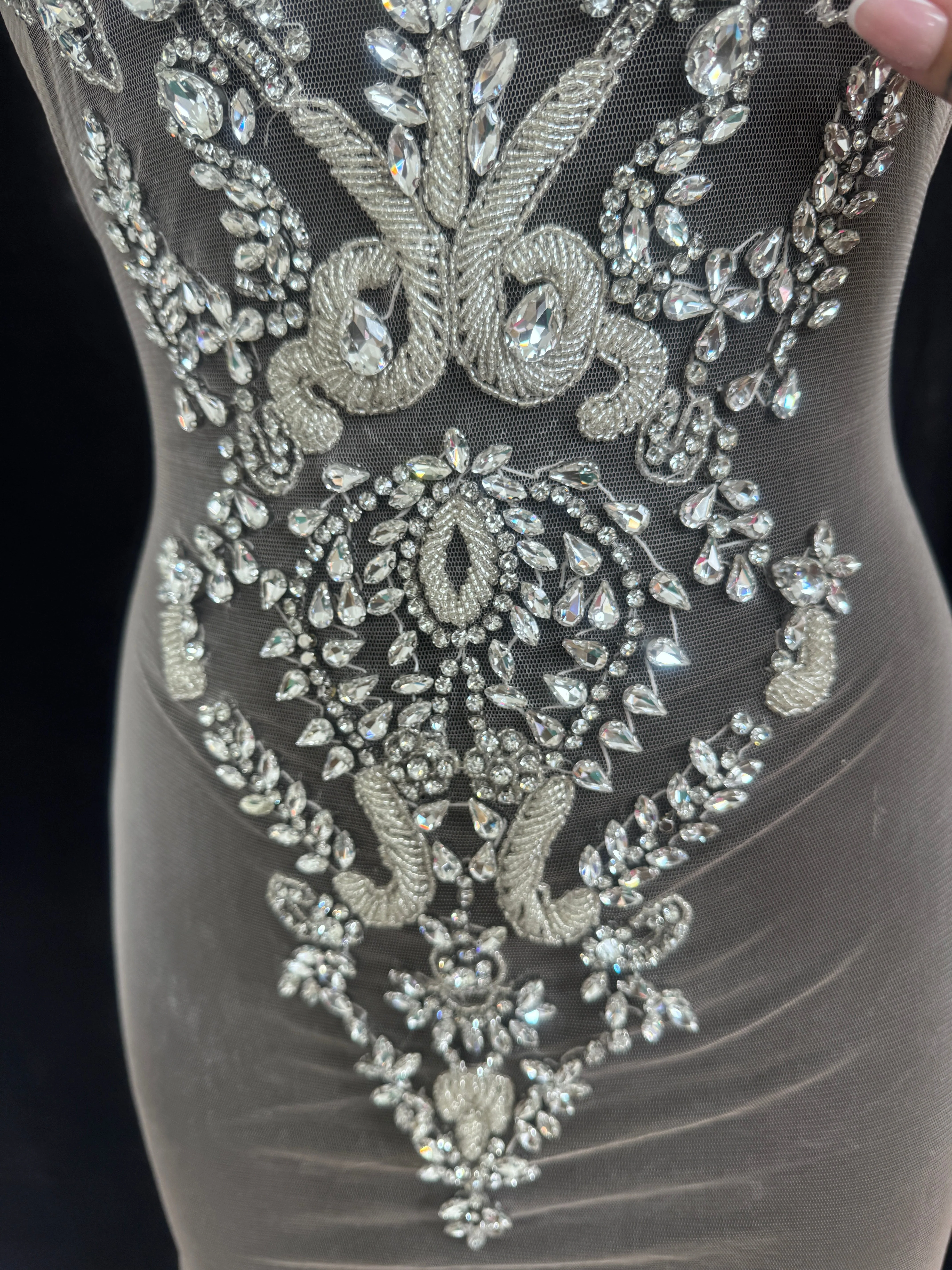 Luna Silver Rhinestone Bodice Appliqué - Image 6