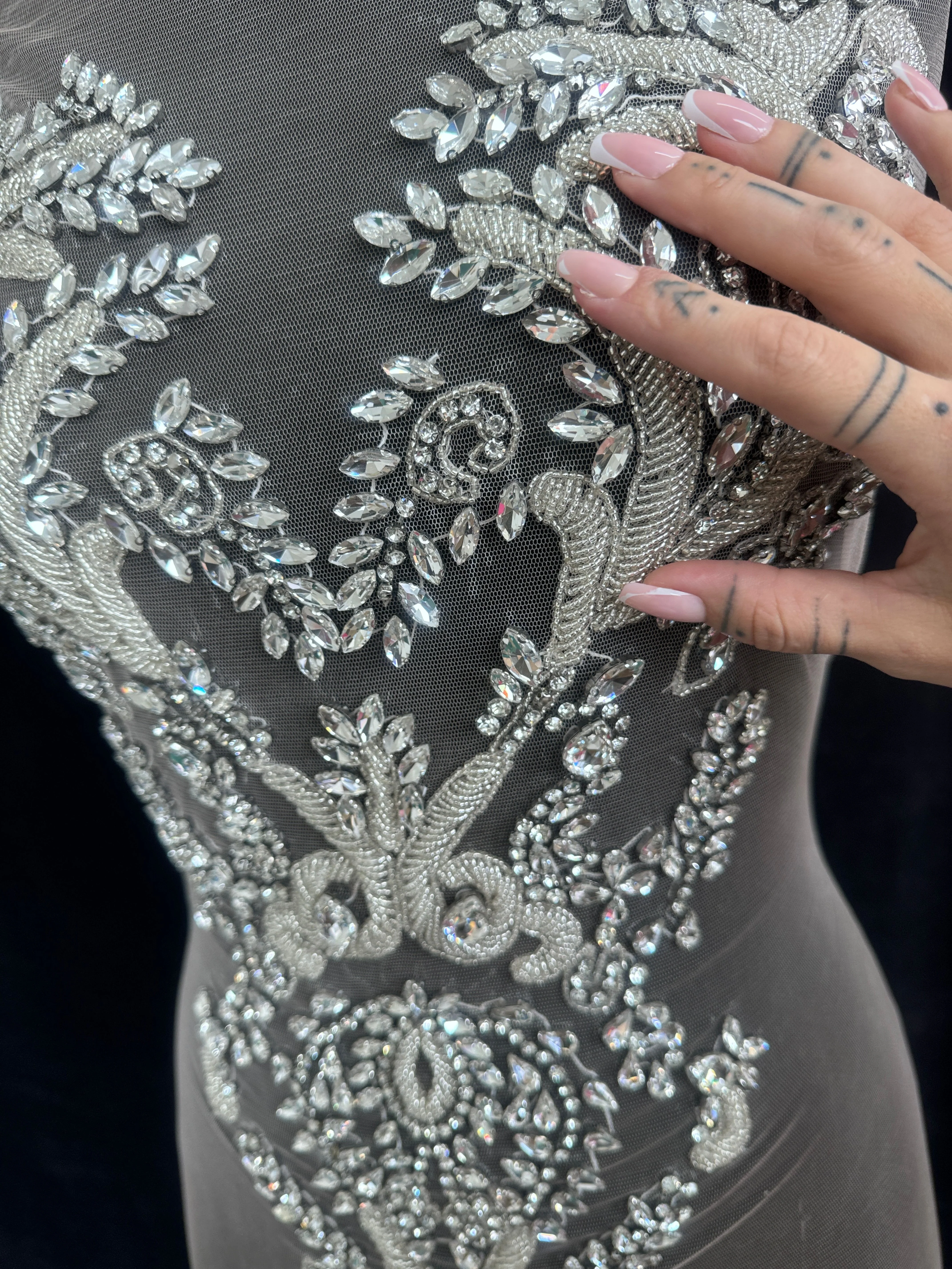 Luna Silver Rhinestone Bodice Appliqué - Image 7