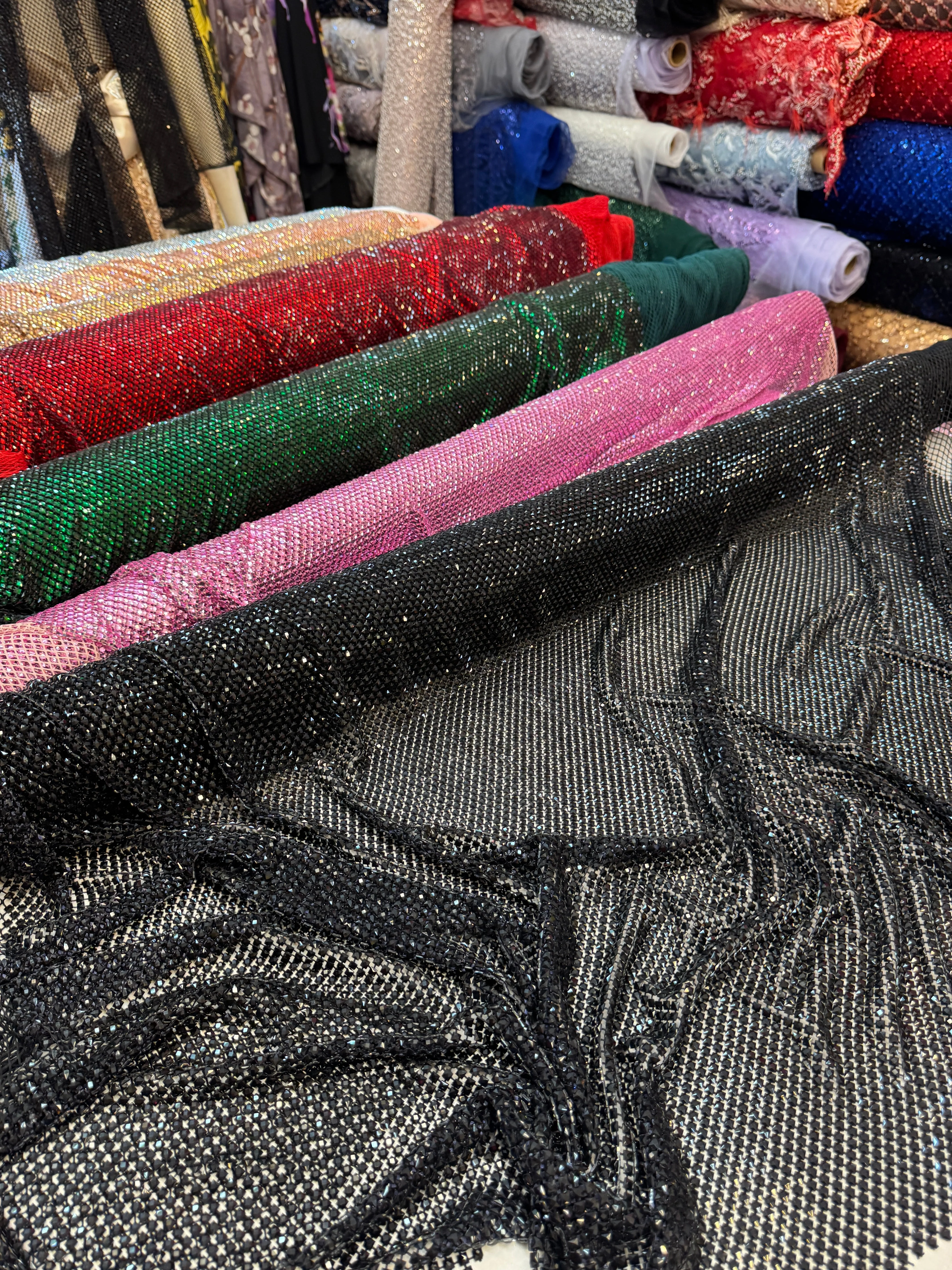 Black Luxury Rhinestone Mesh - Image 3