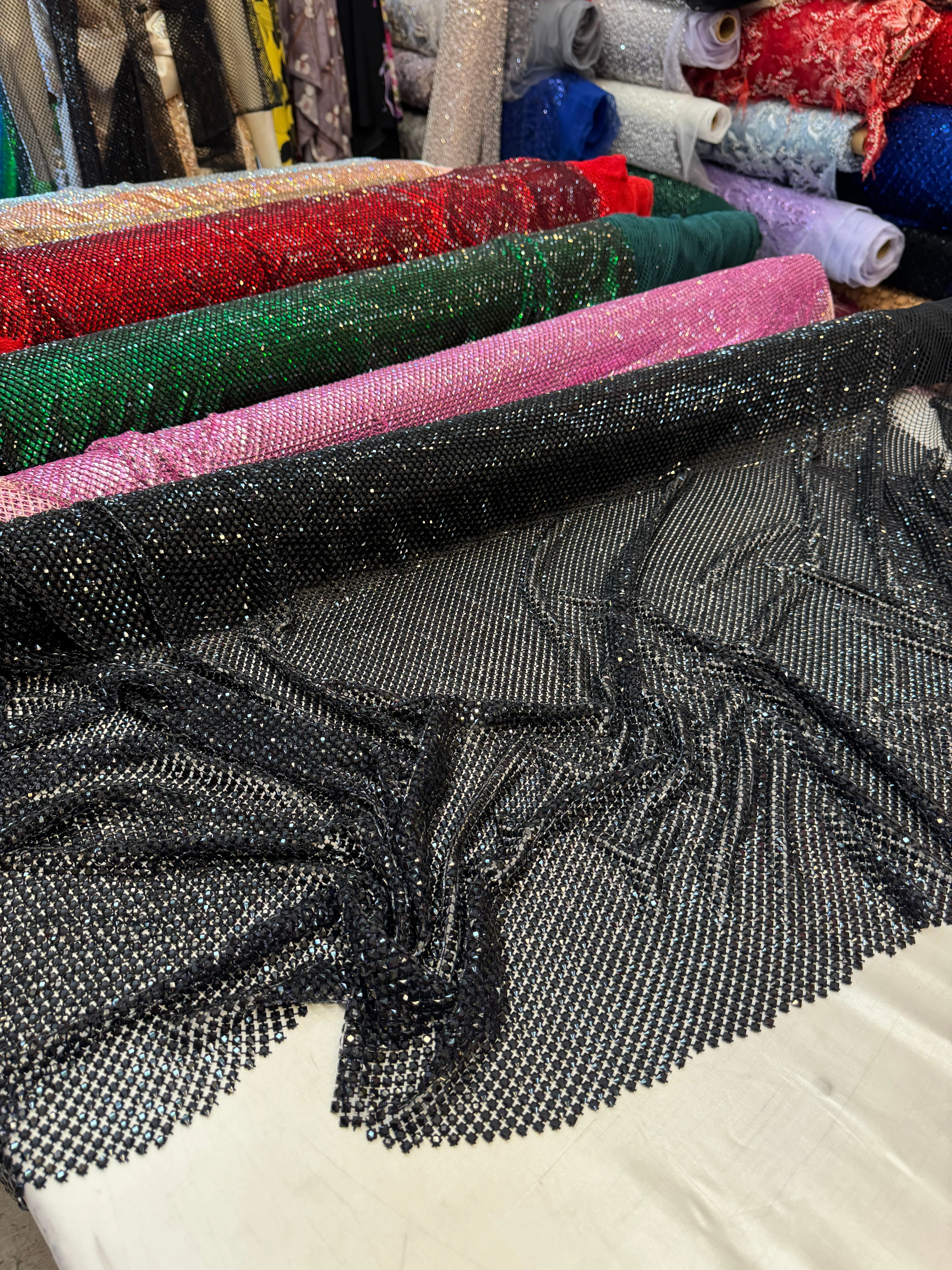 Black Luxury Rhinestone Mesh - Image 5