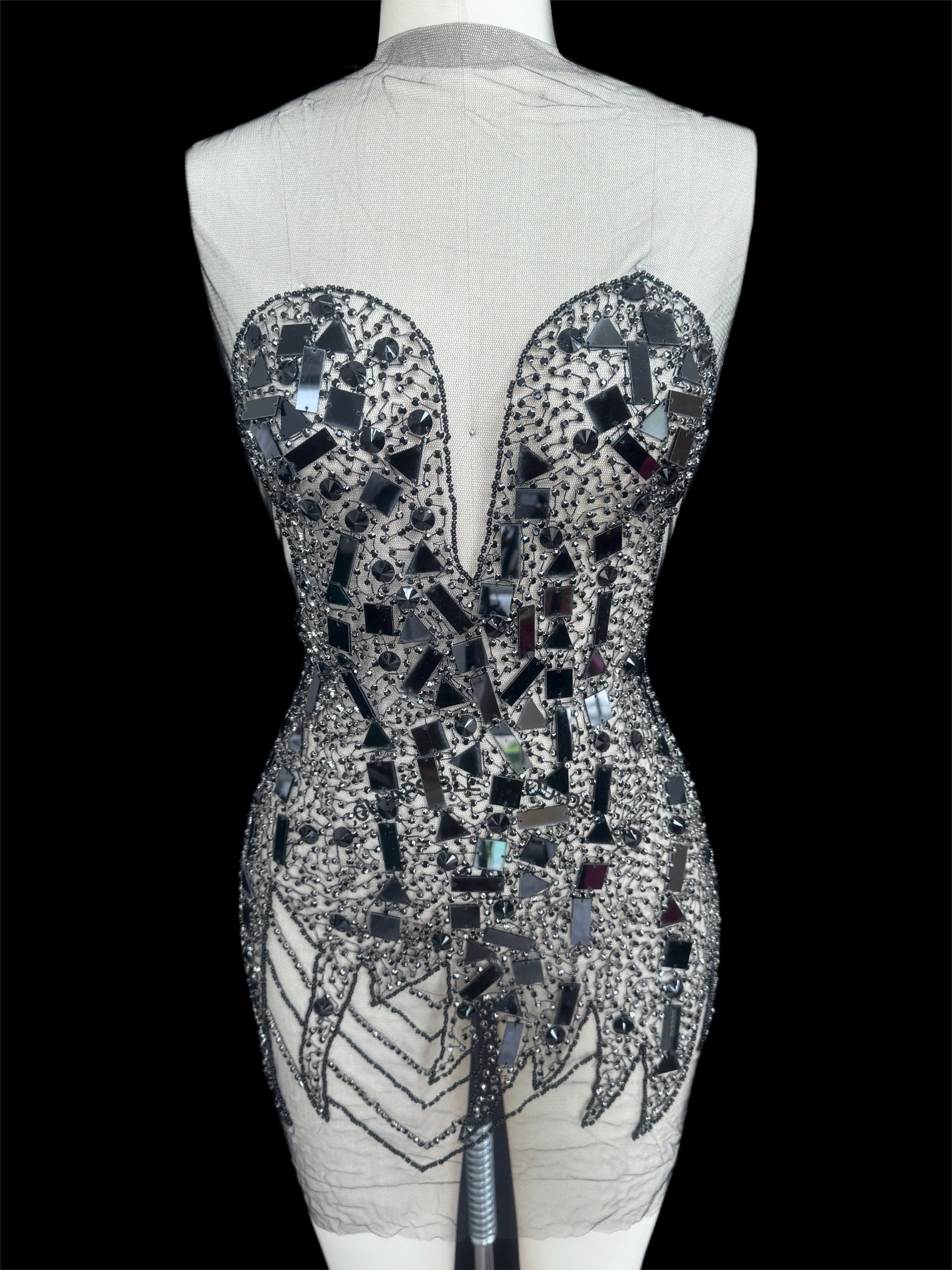 Maddy Black Rhinestone Bodice Appliqué