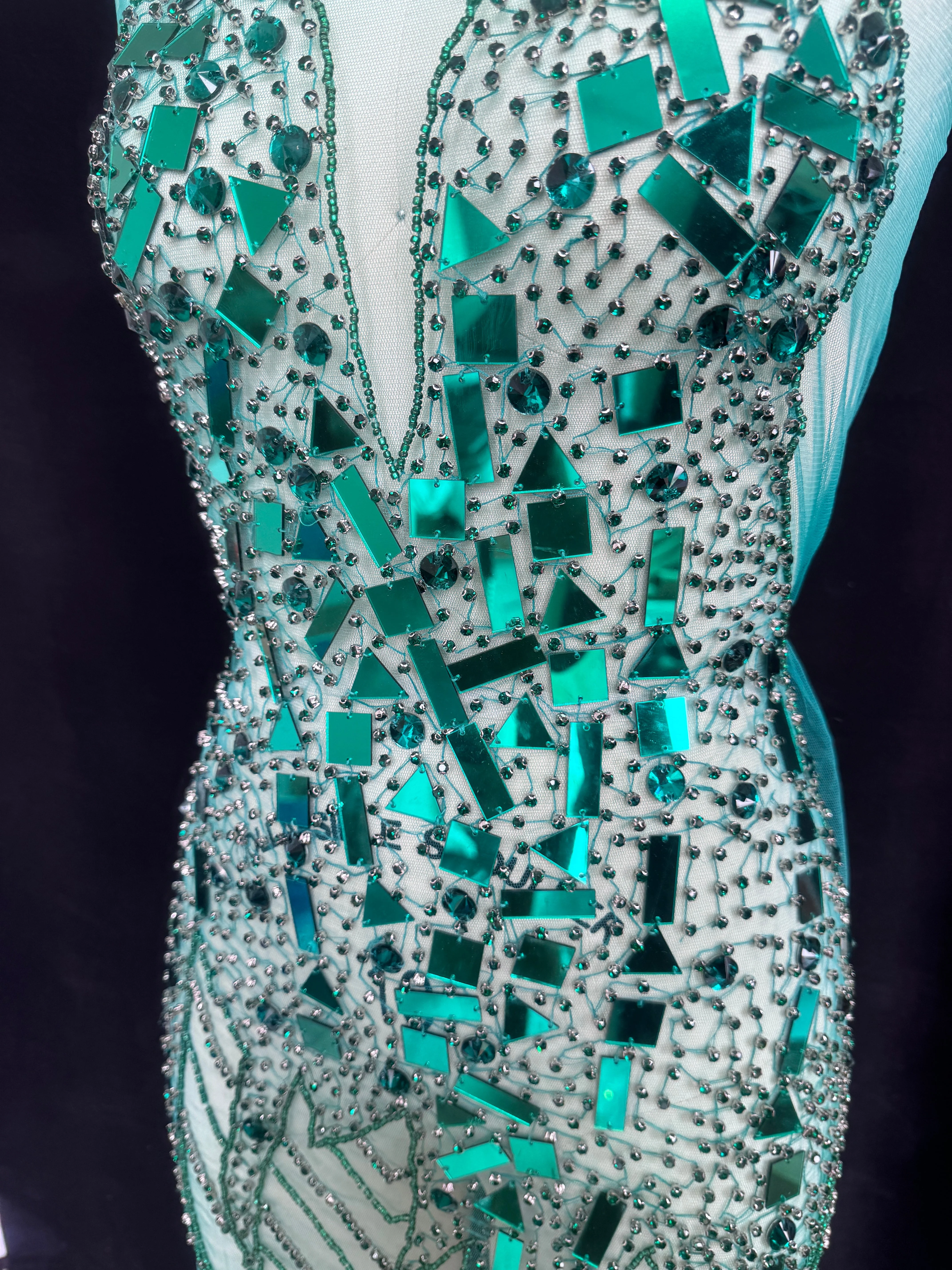 Maddy Emerald Green Rhinestone Bodice Appliqué - Image 2