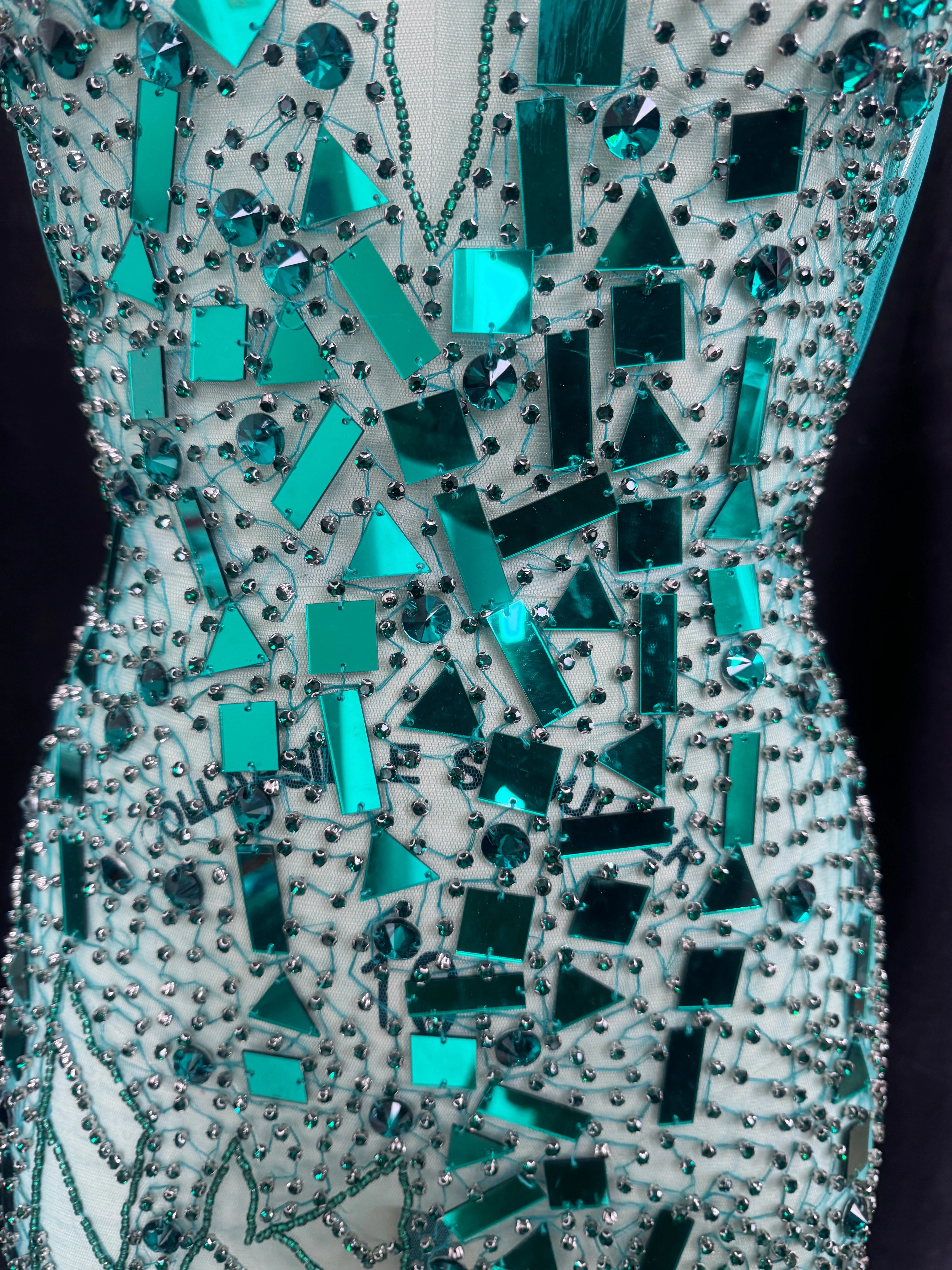 Maddy Emerald Green Rhinestone Bodice Appliqué - Image 4