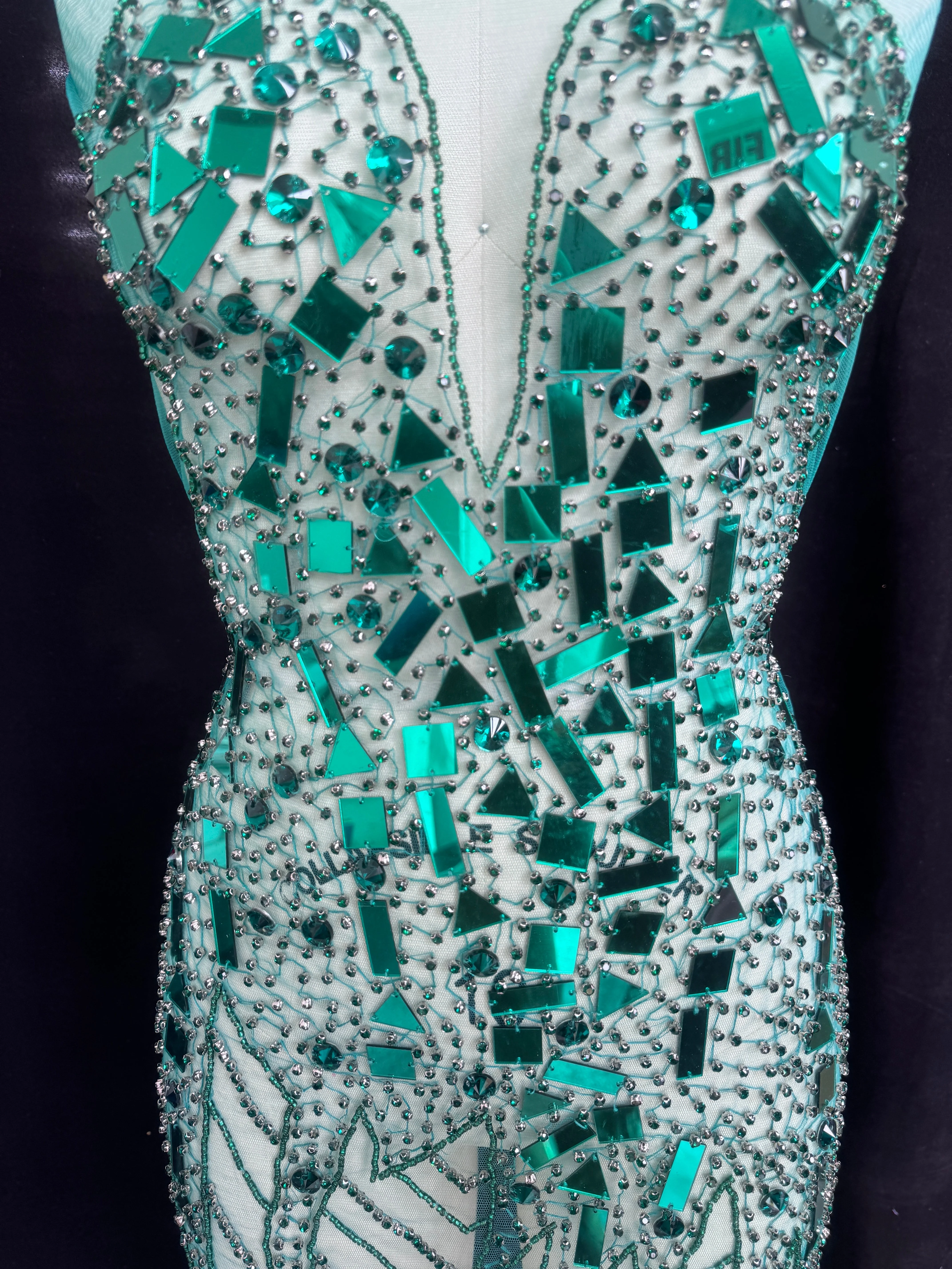 Maddy Emerald Green Rhinestone Bodice Appliqué - Image 6