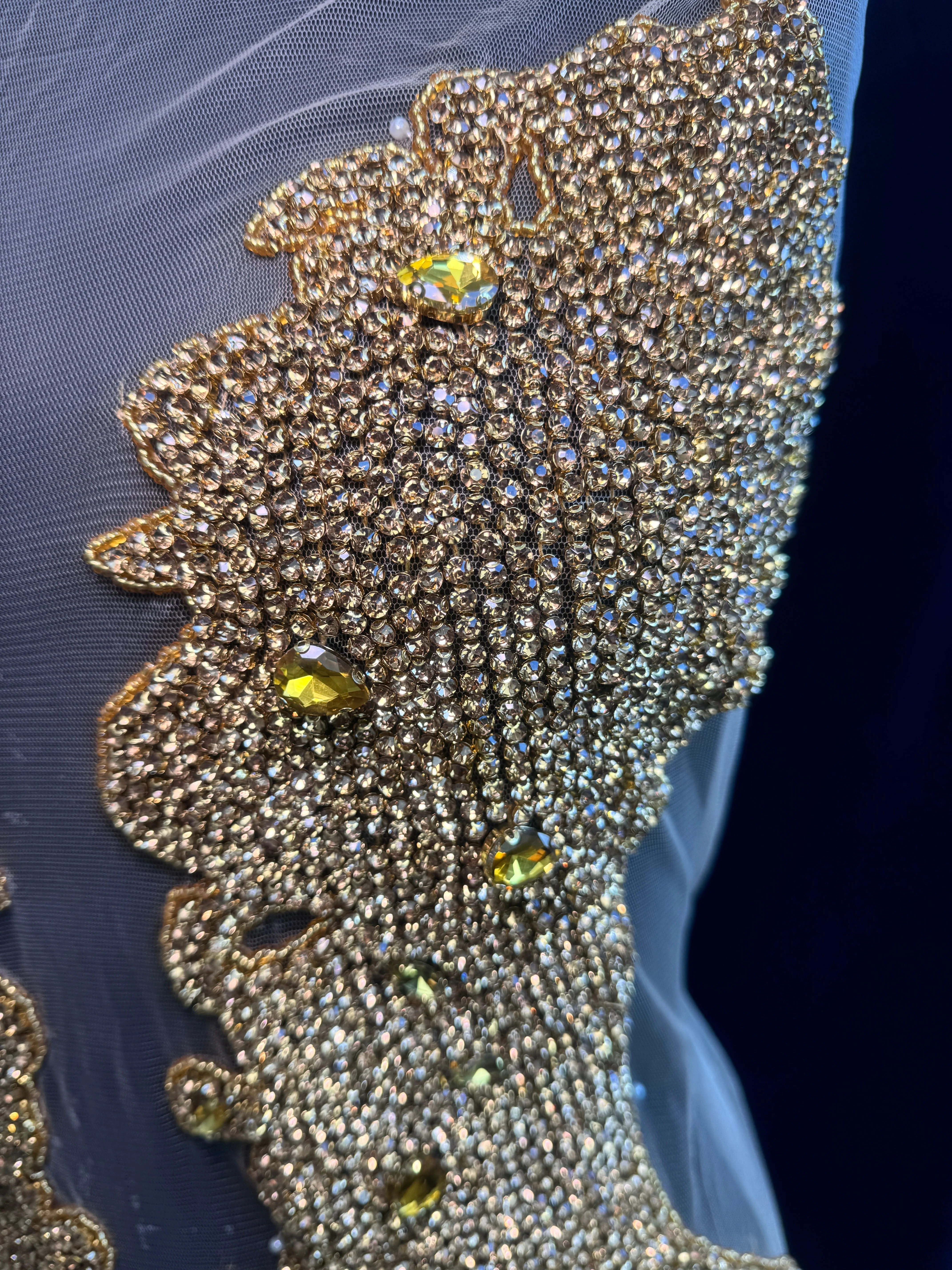Maddy Gold Rhinestones Bodice Applique - Image 2