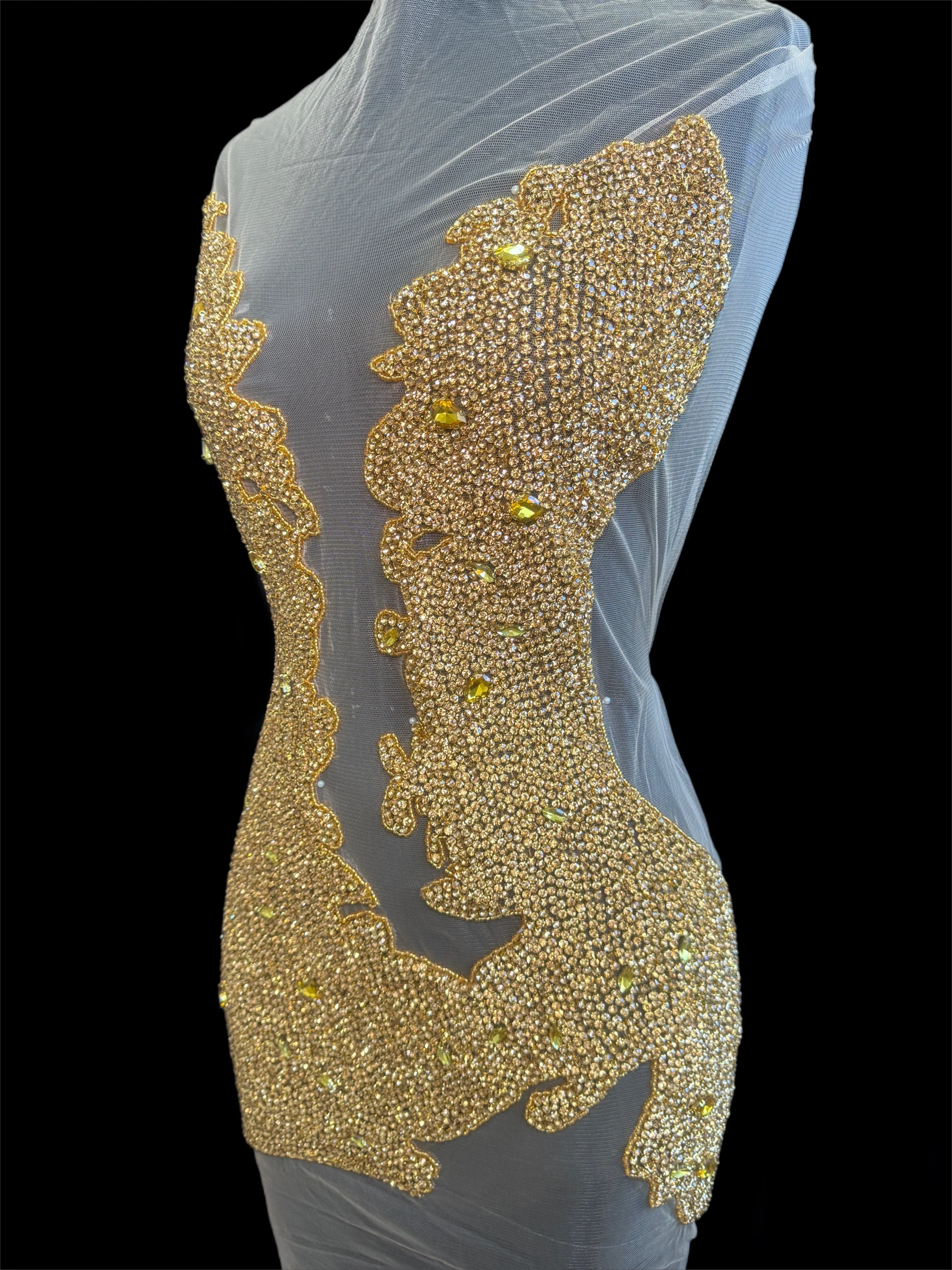 Maddy Gold Rhinestones Bodice Applique - Image 4