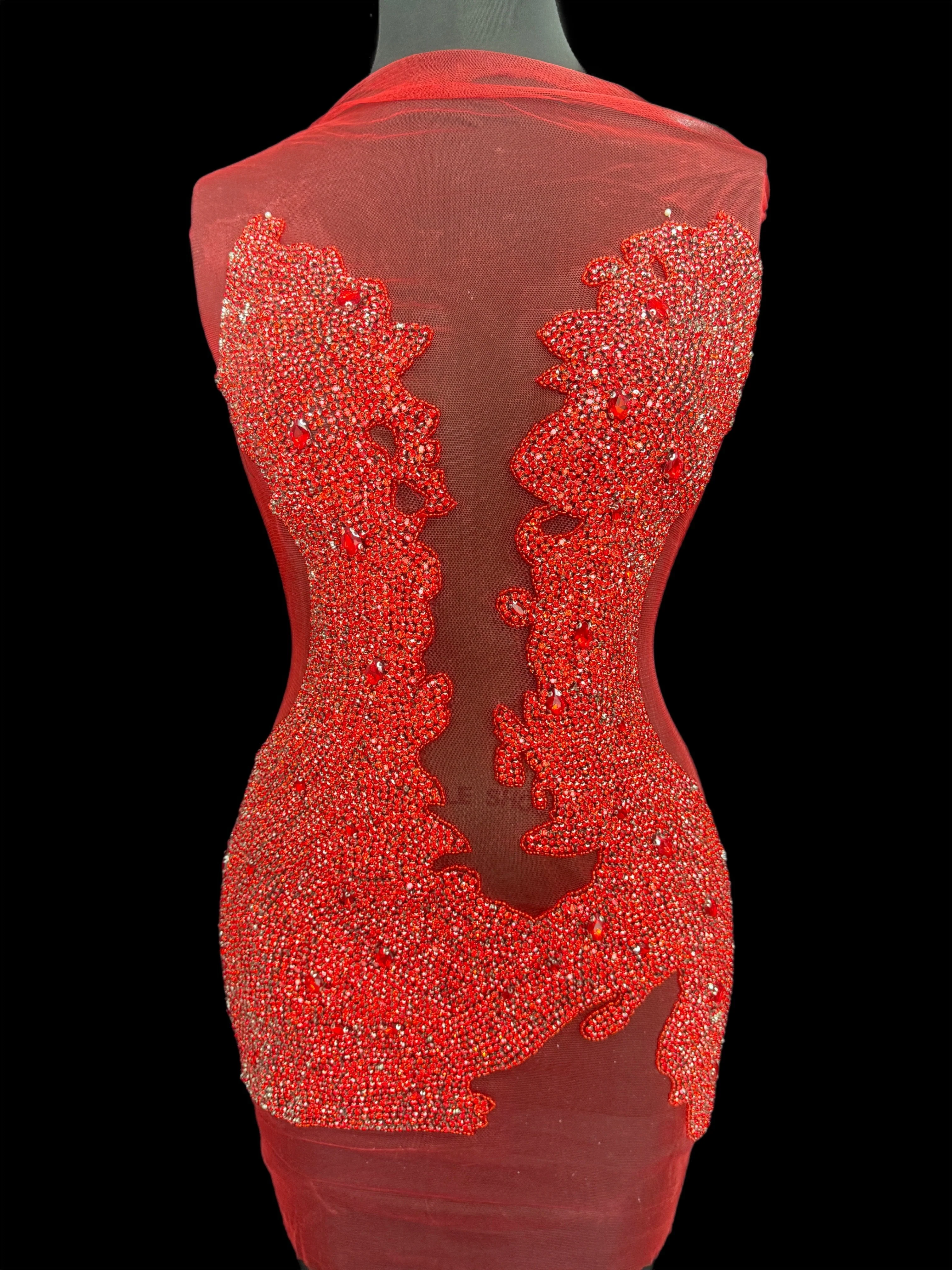 Maddy Red Rhinestone Bodice Appliqué