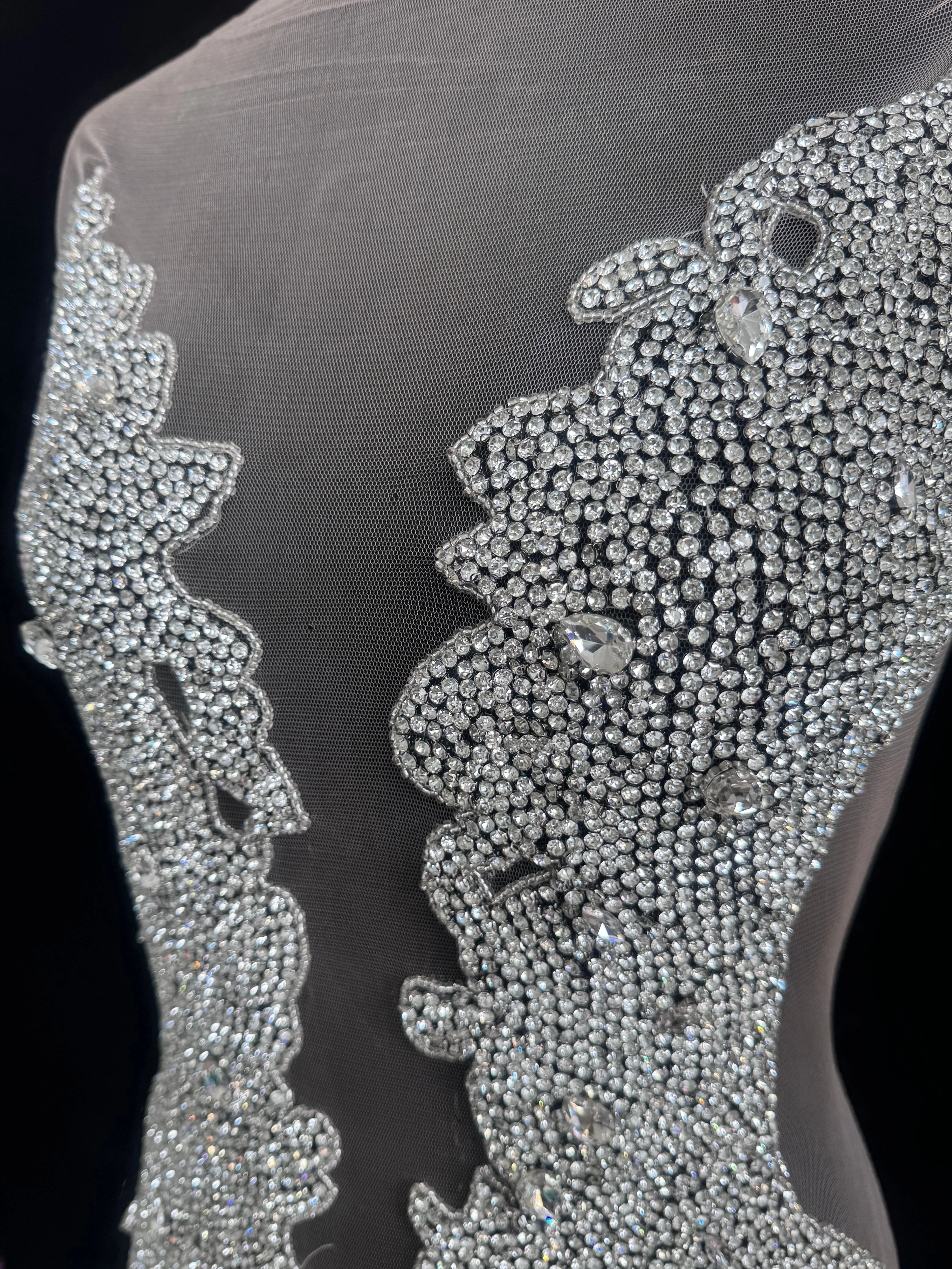 Maddy Silver Rhinestone Bodice Appliqué - Image 3