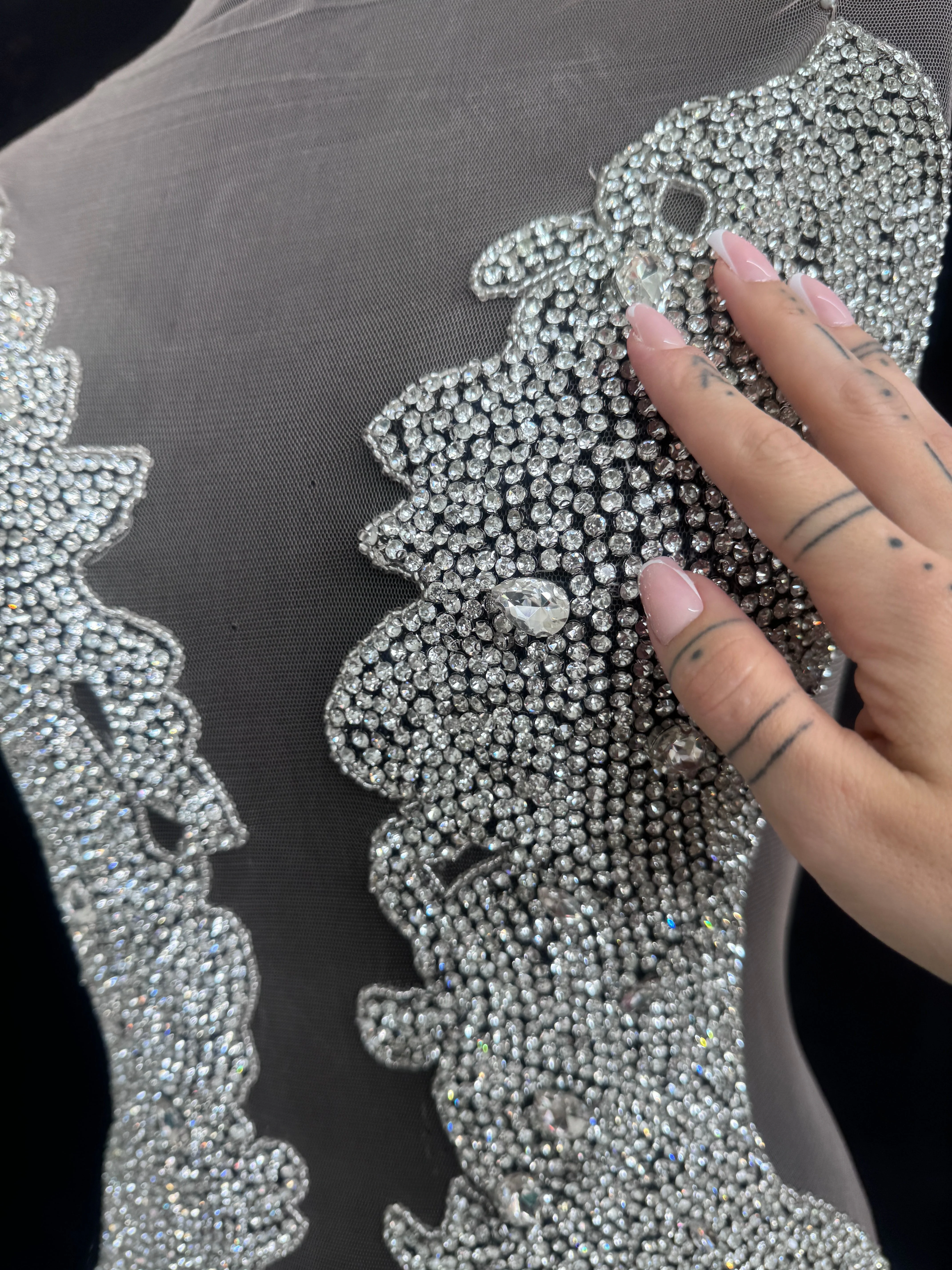 Maddy Silver Rhinestone Bodice Appliqué - Image 6