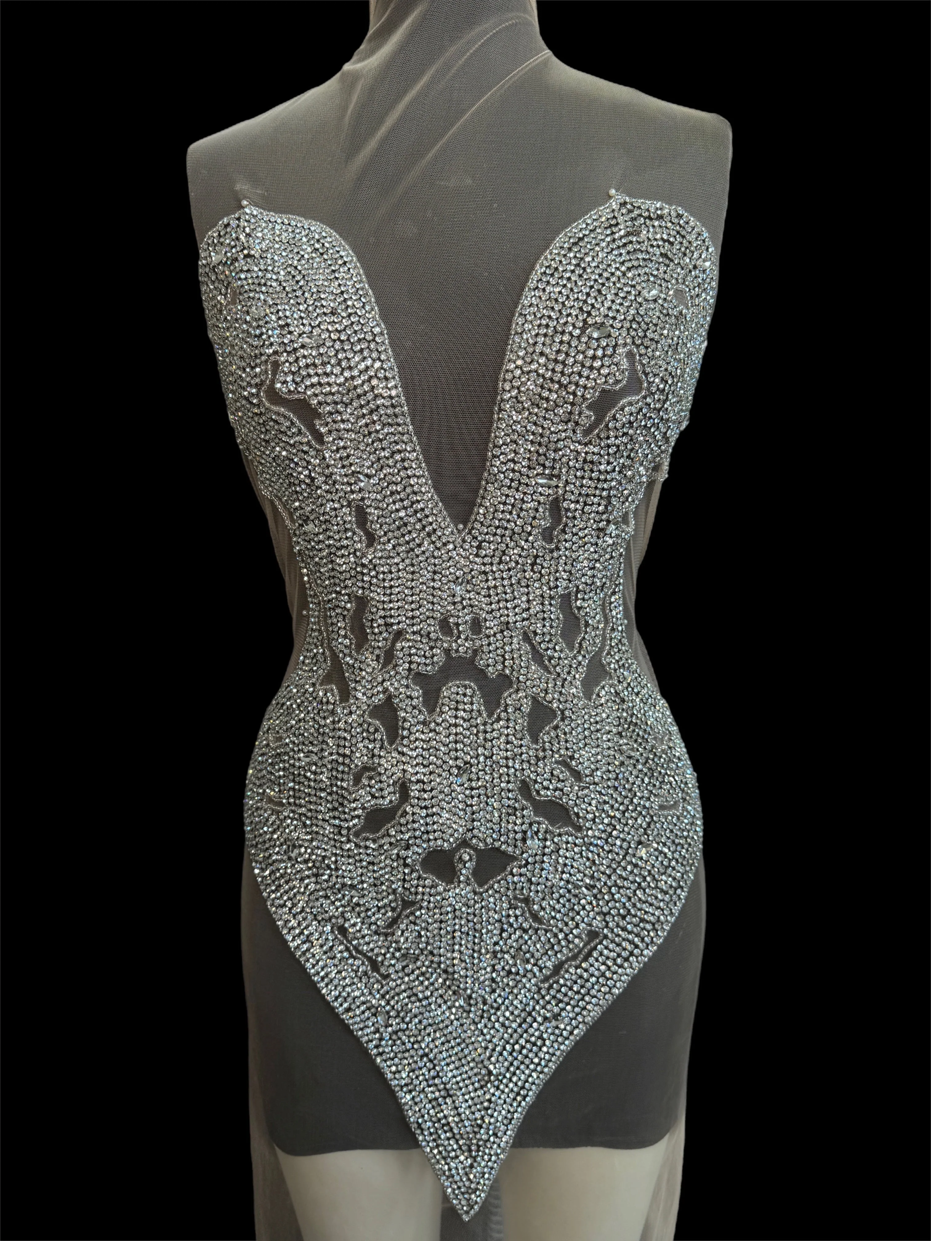 Madeleine Silver Rhinestones Bodice Applique - Image 3