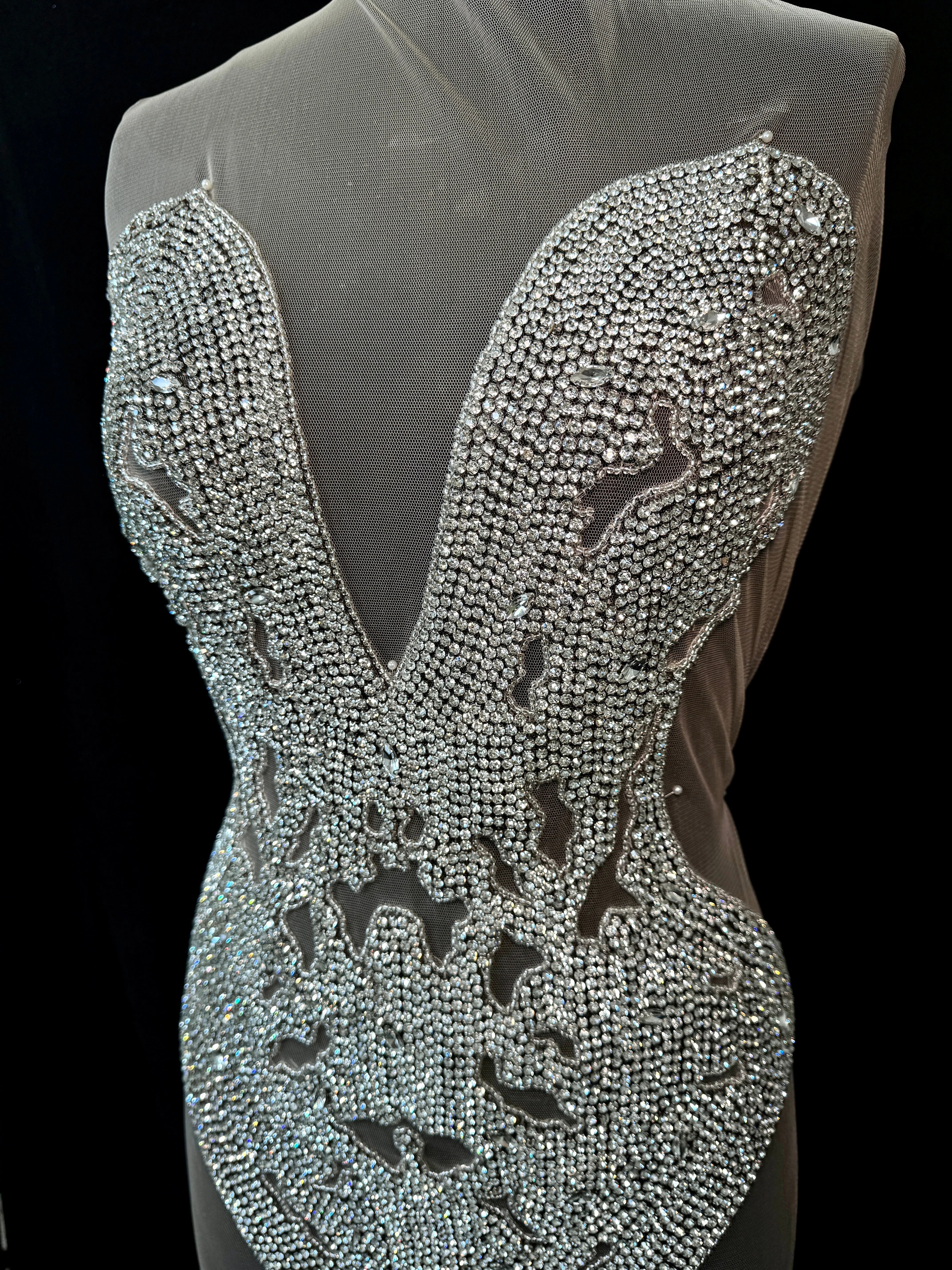 Madeleine Silver Rhinestones Bodice Applique - Image 4