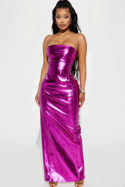 Magenta Metallic Stretch Faux Leather - Image 2