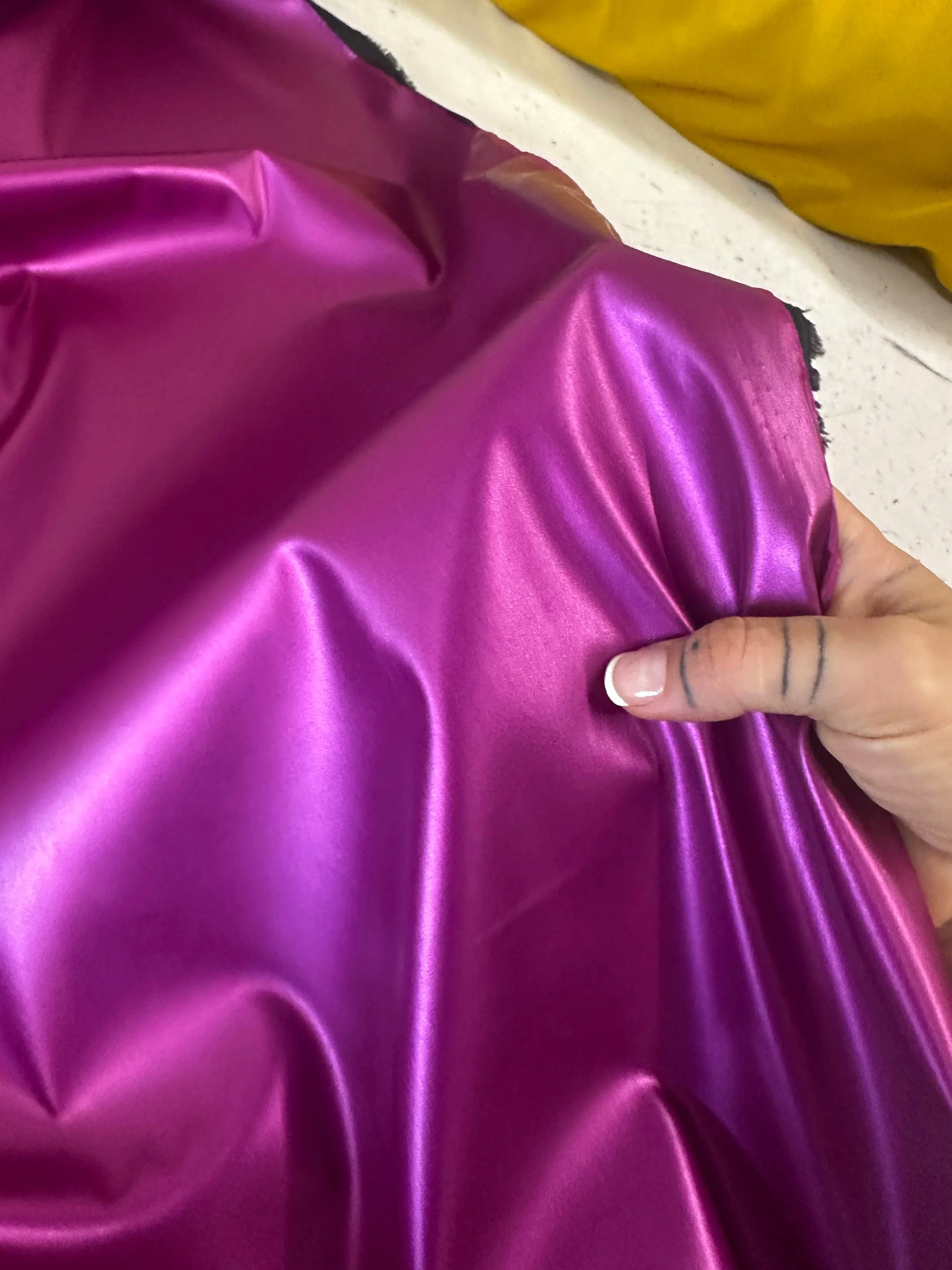 Magenta Metallic Stretch Faux Leather - Image 3