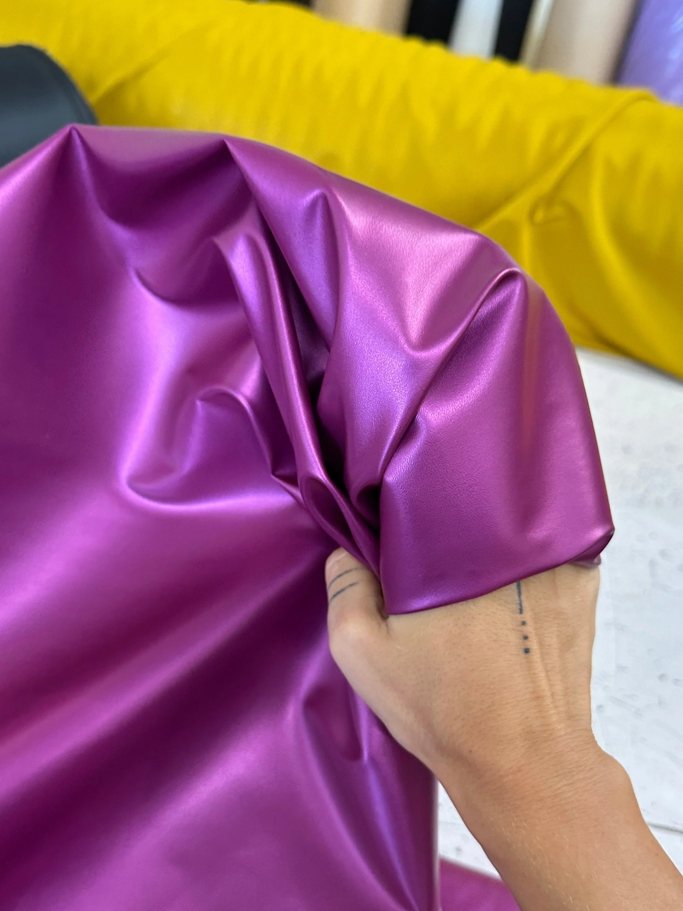 Magenta Metallic Stretch Faux Leather - Image 5