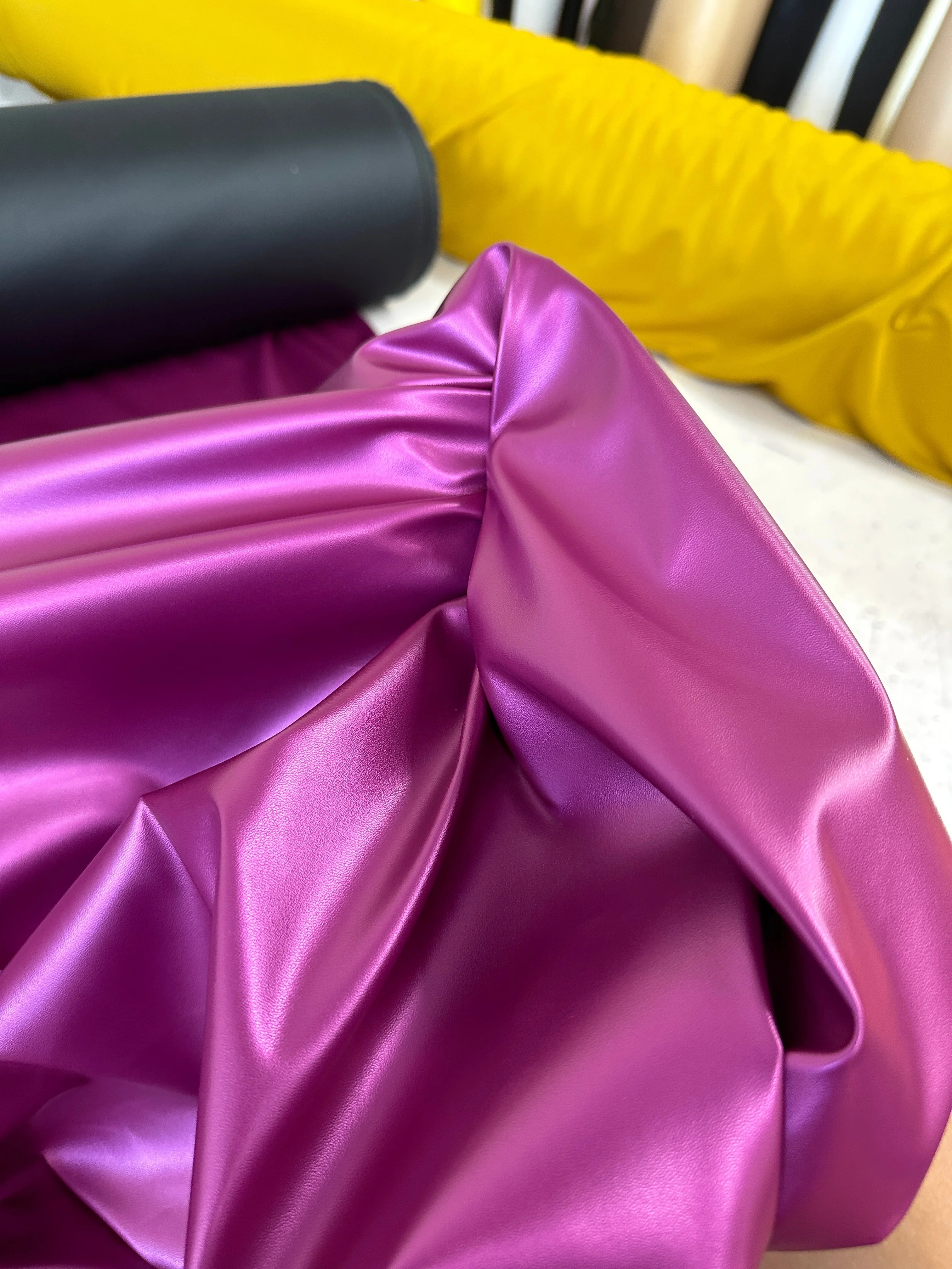 Magenta Metallic Stretch Faux Leather - Image 8