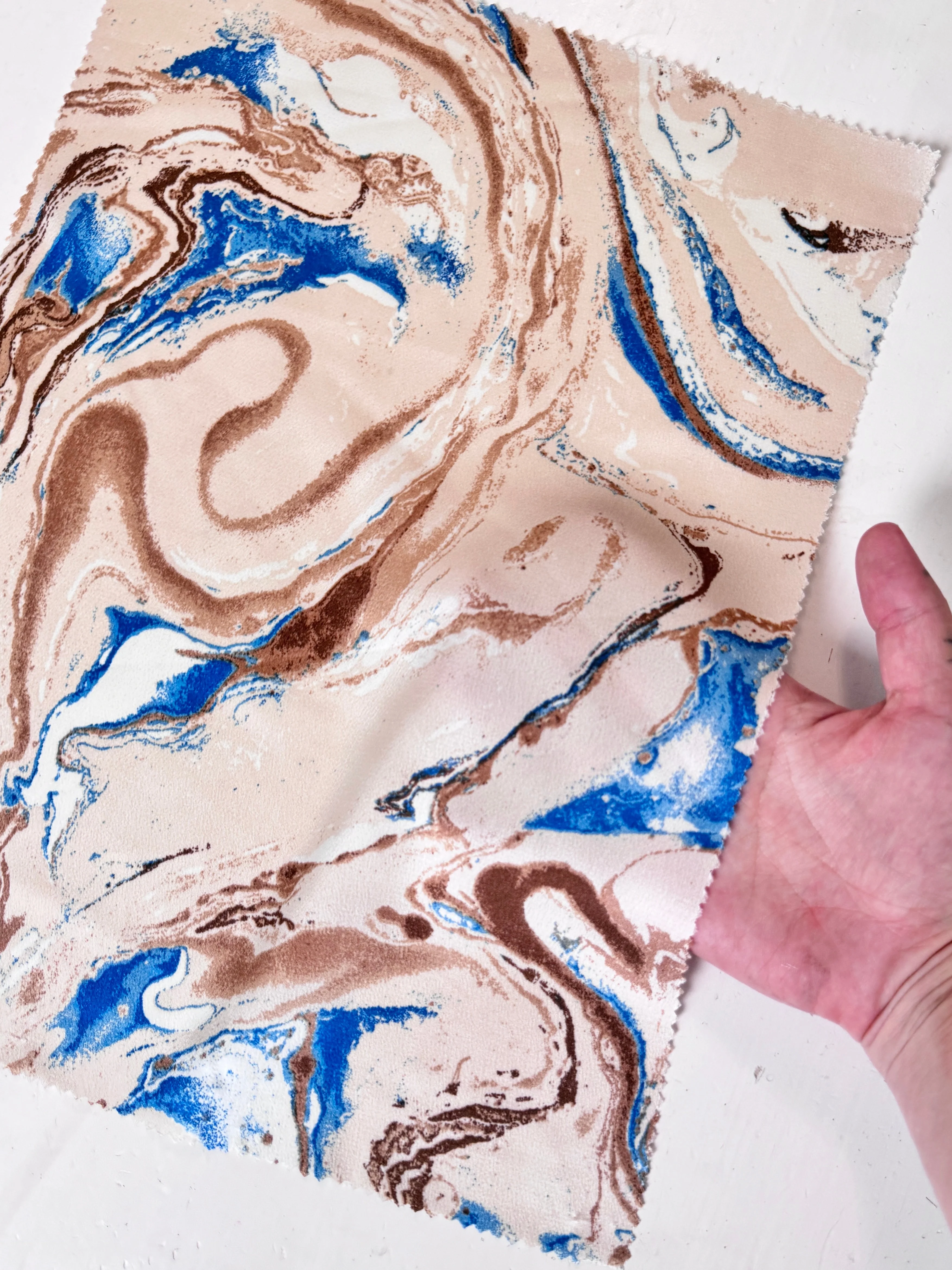 Marble Blue Printed Satin - Image 4