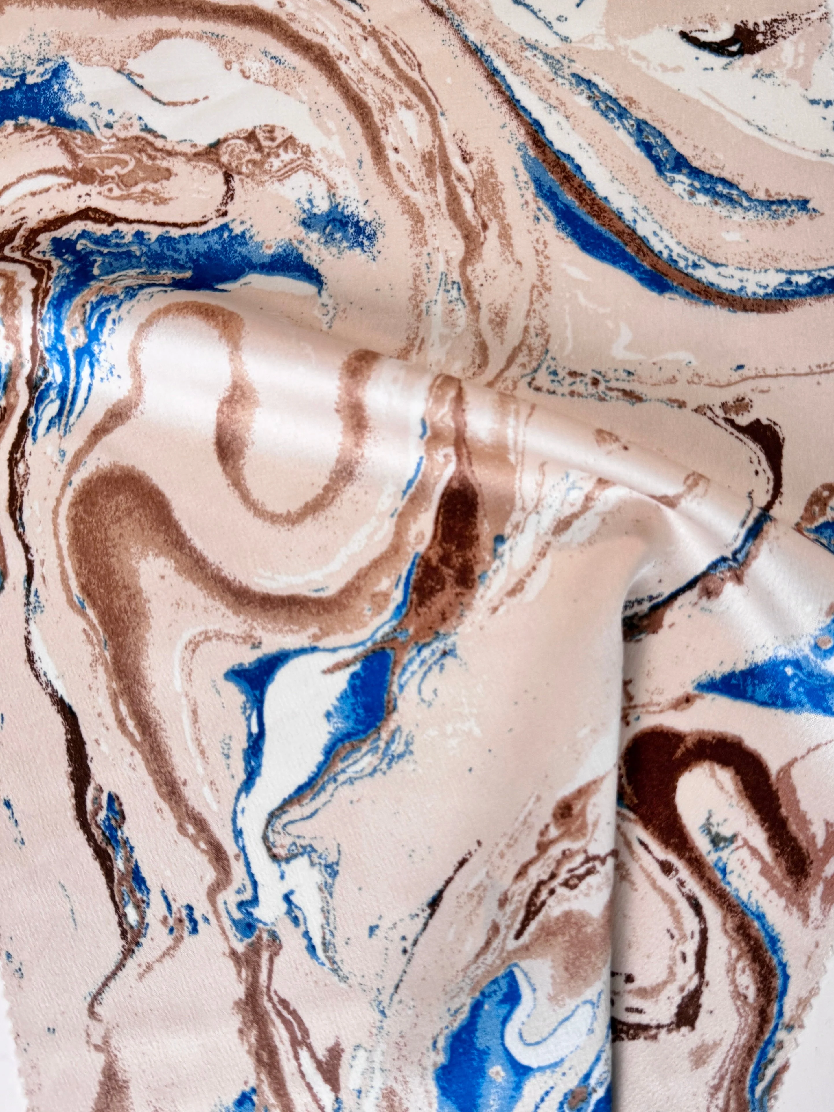 Marble Blue Printed Satin - Image 5