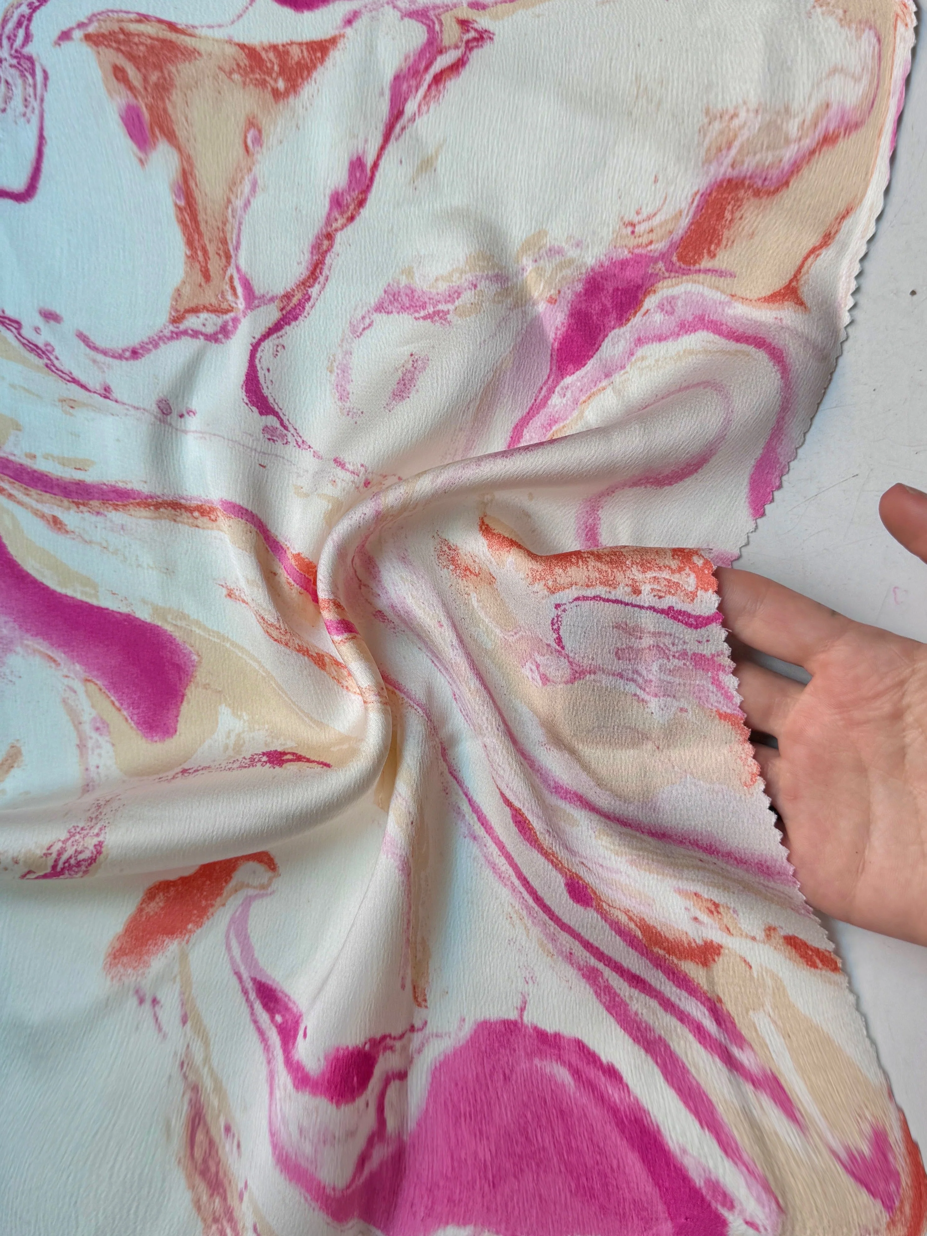 Marble Pink Printed Satin - Image 4