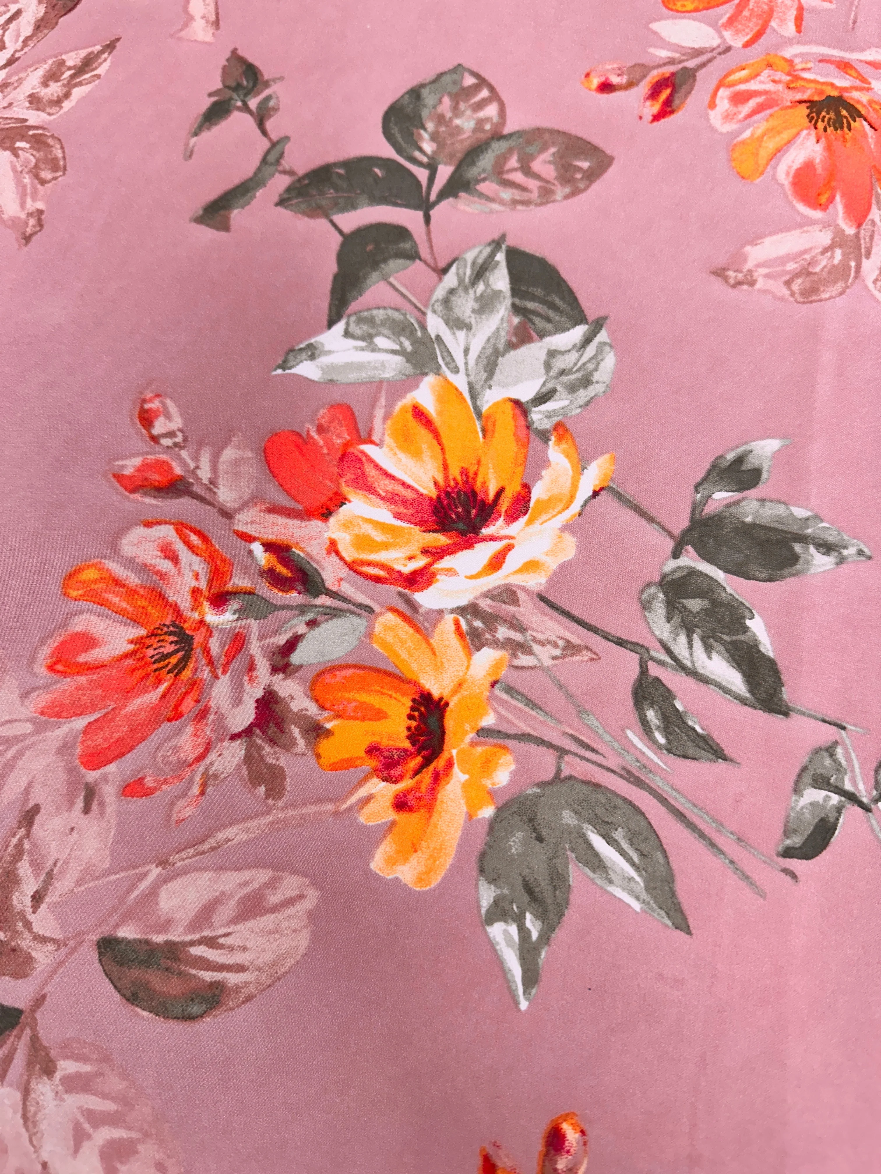 Mauve Floral Print Satin - Image 4