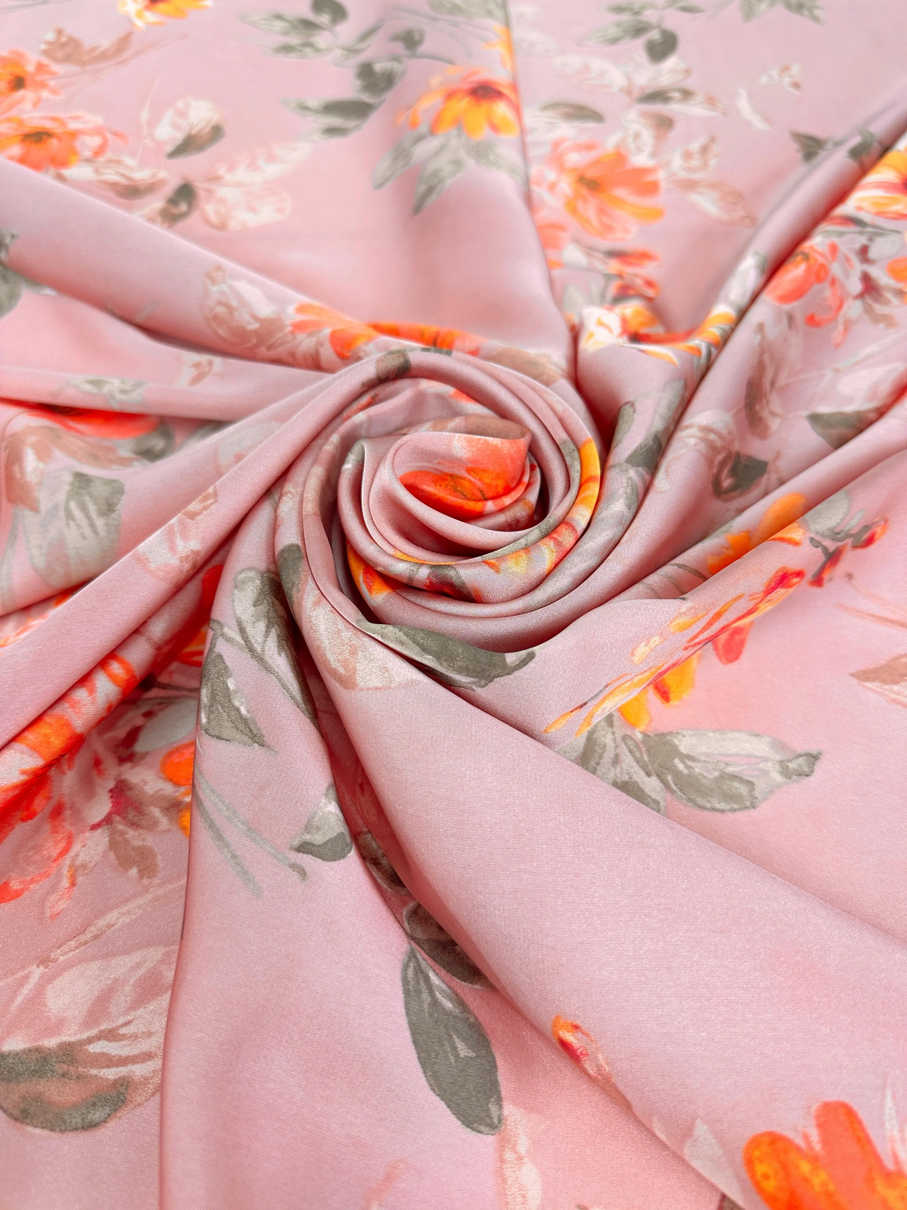 Mauve Floral Print Satin - Image 6
