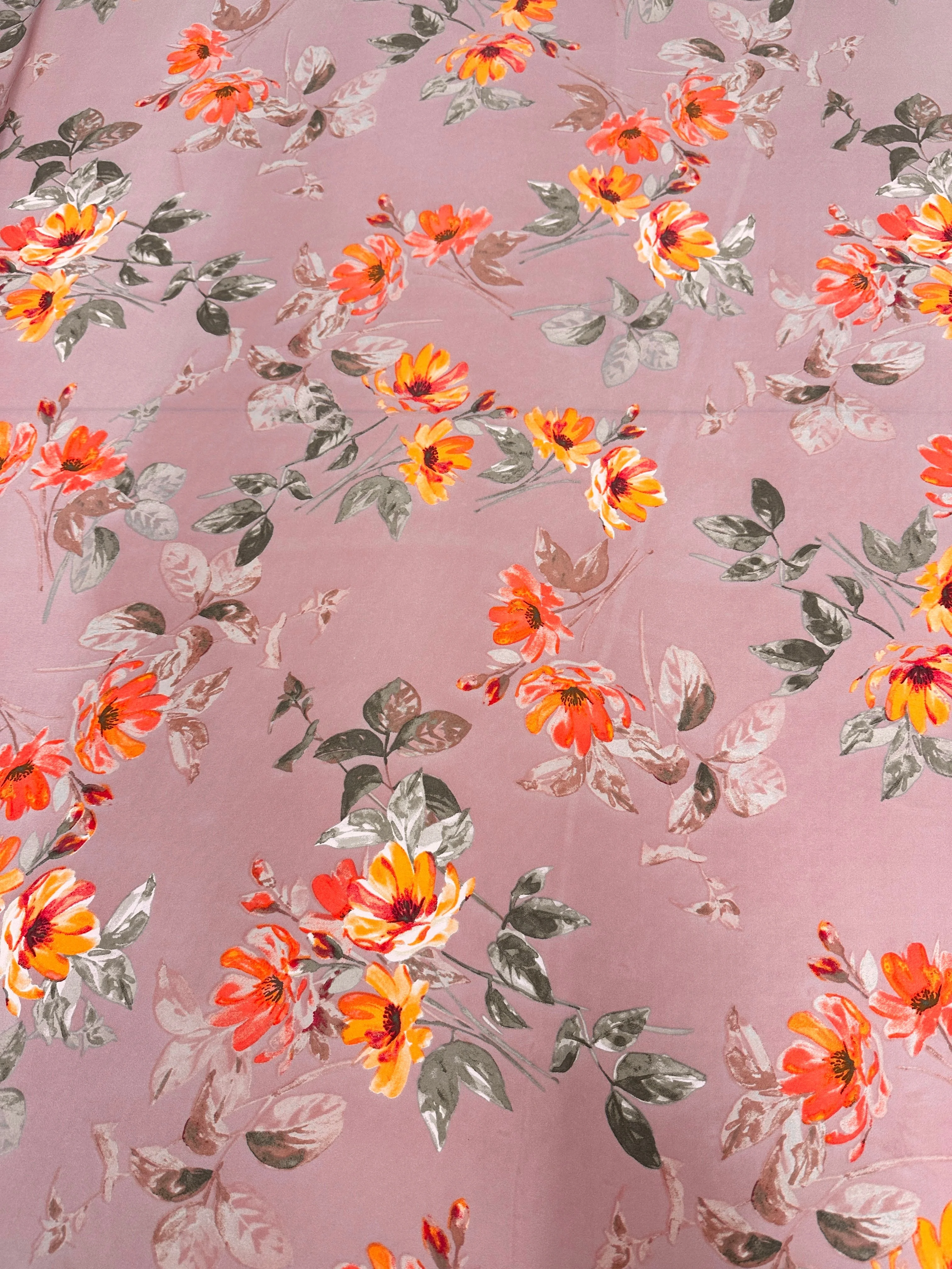 Mauve Floral Print Satin - Image 7