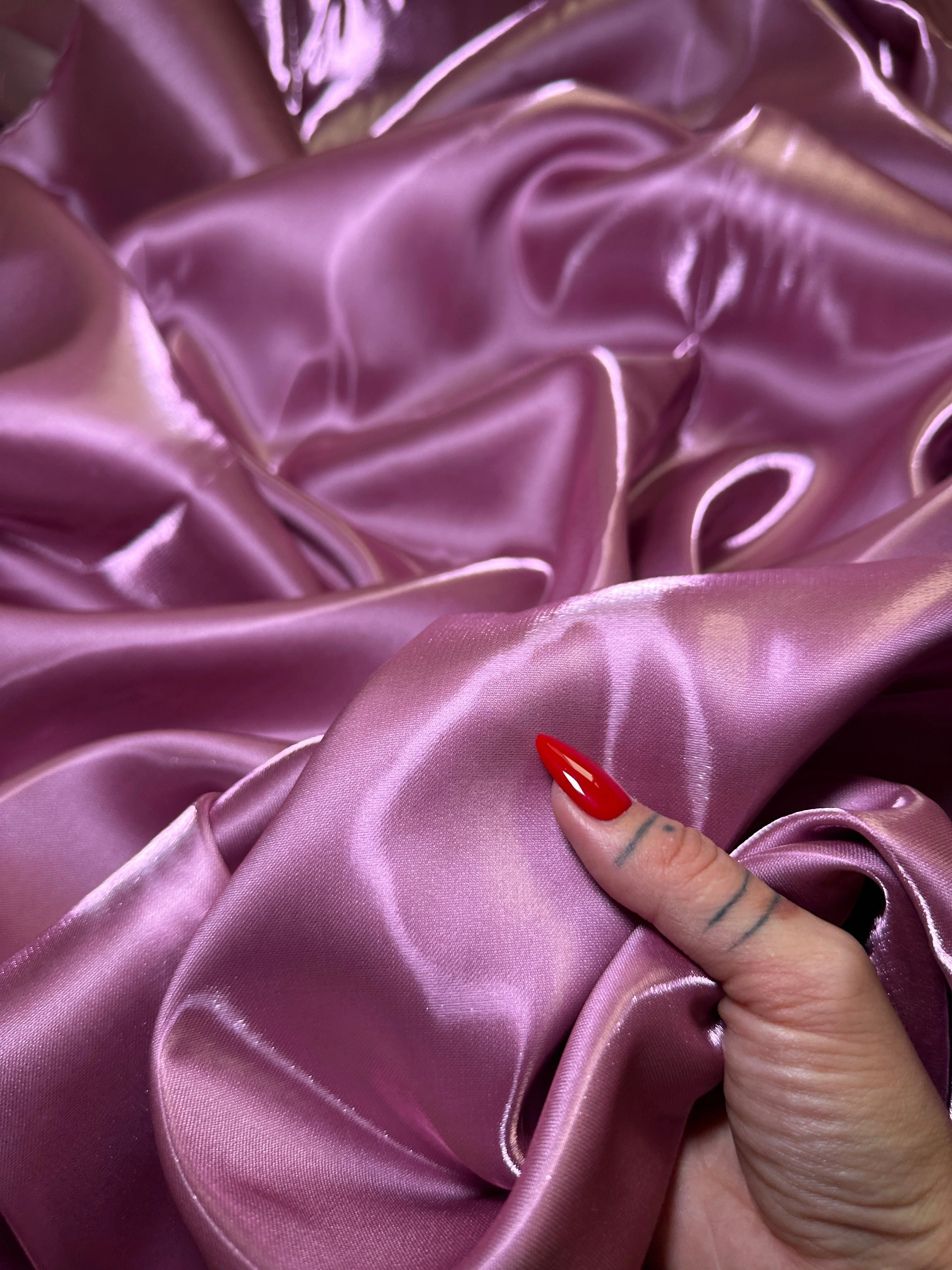 Mauve Pink Liquid Bridal Satin - Image 6