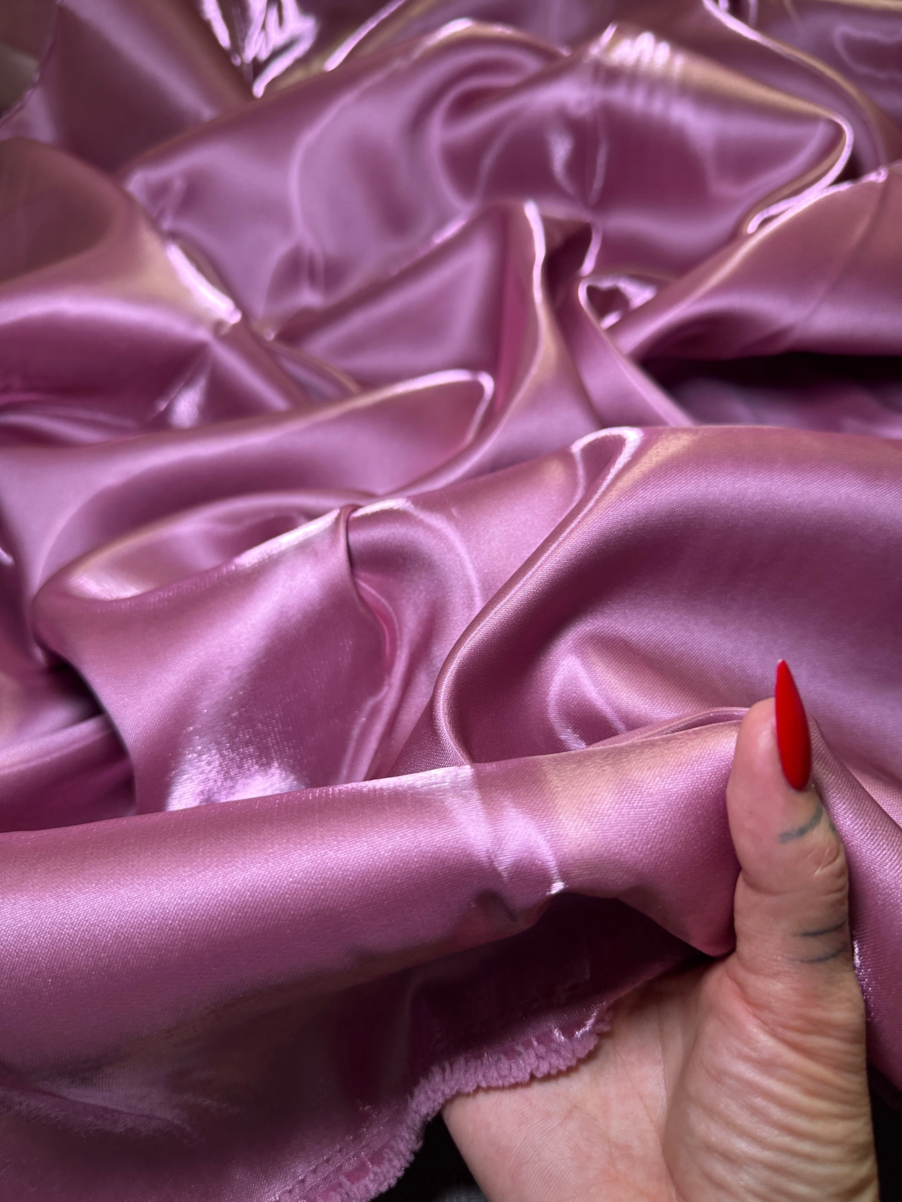 Mauve Pink Liquid Bridal Satin - Image 7