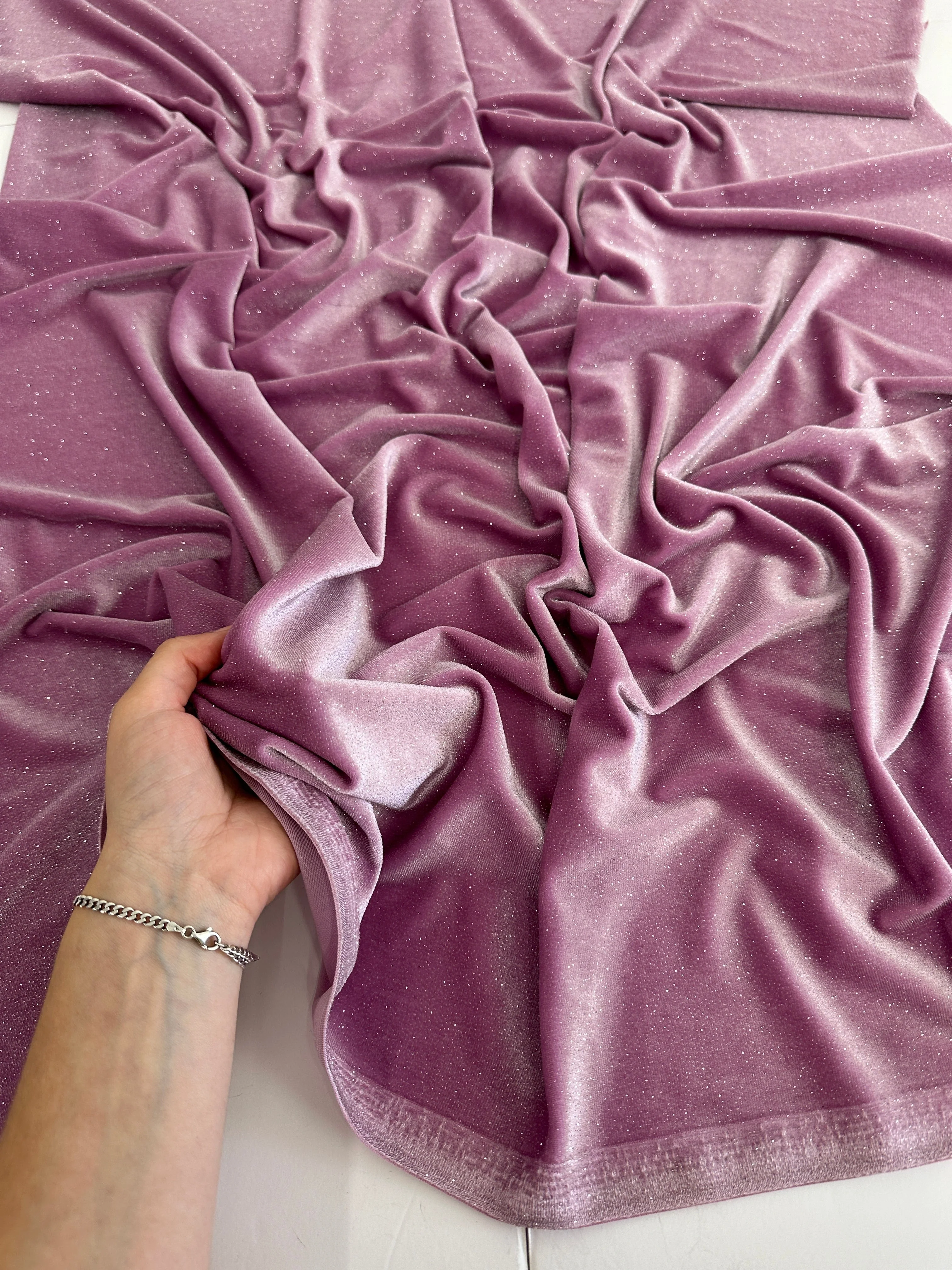Mauve Shimmery Stretch Velvet - Image 3