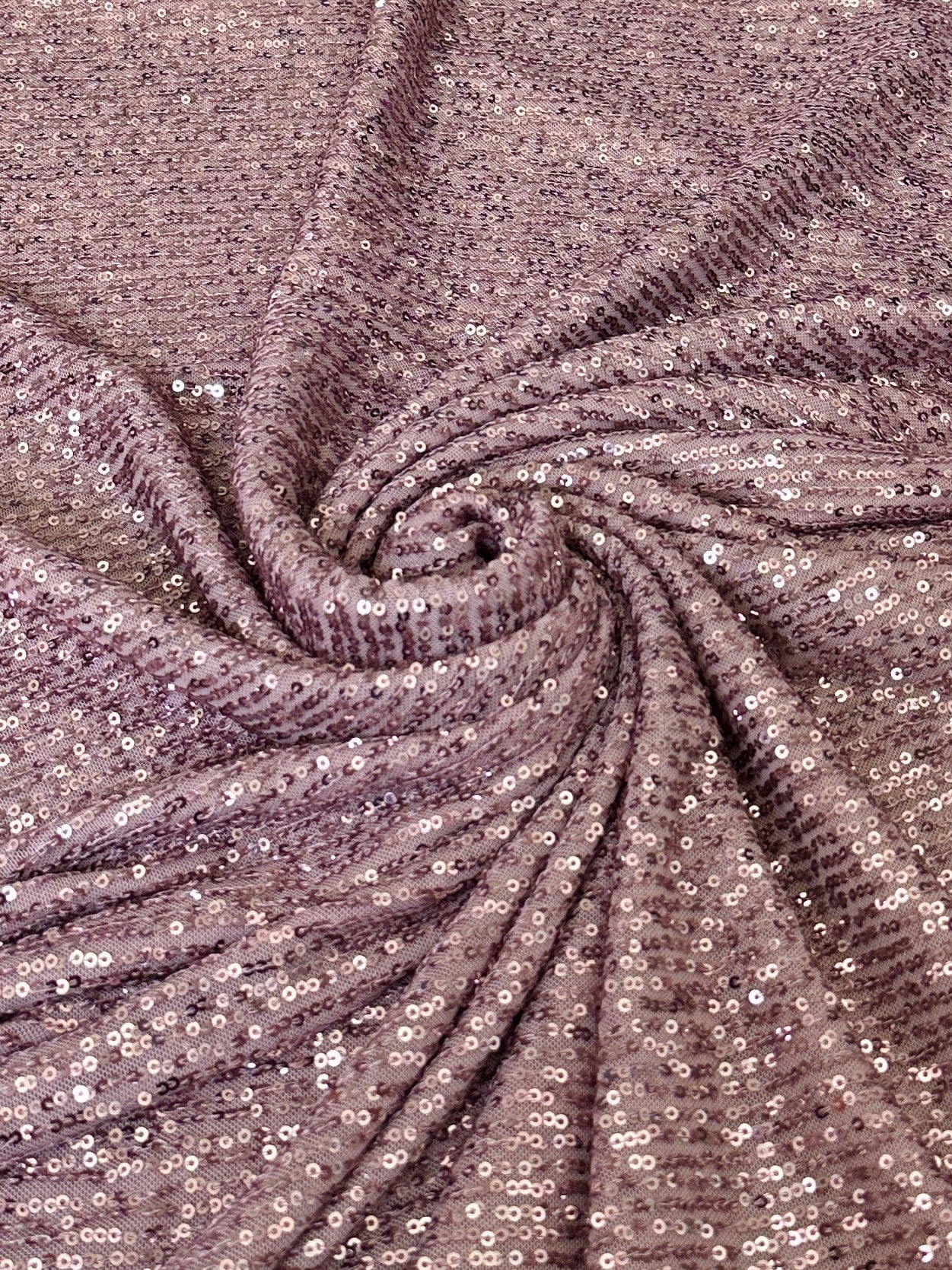 Mauve Striped Stretch Sequins on Mesh - Image 7