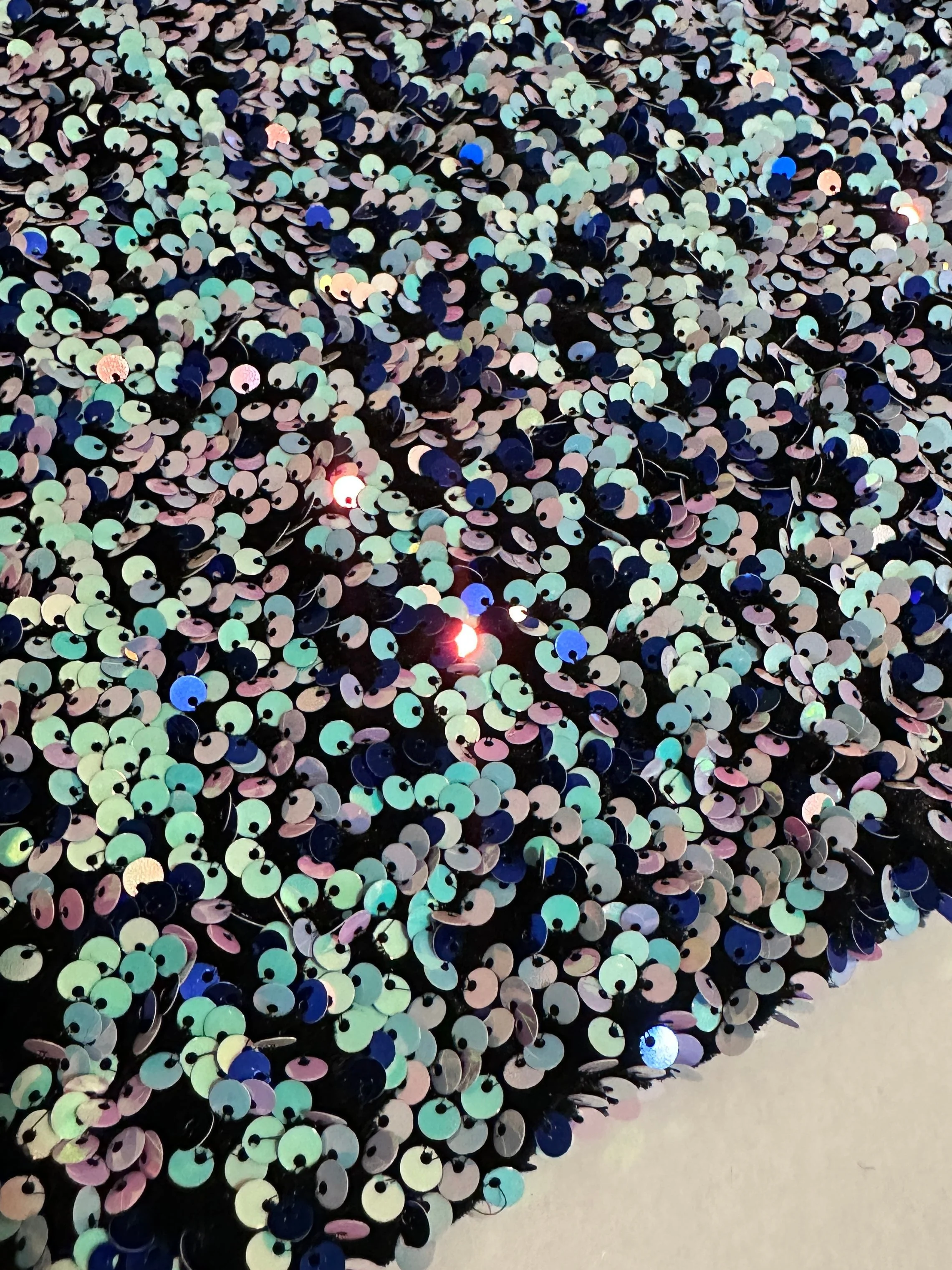 Mermaid Blue Confetti Sequin on Velvet