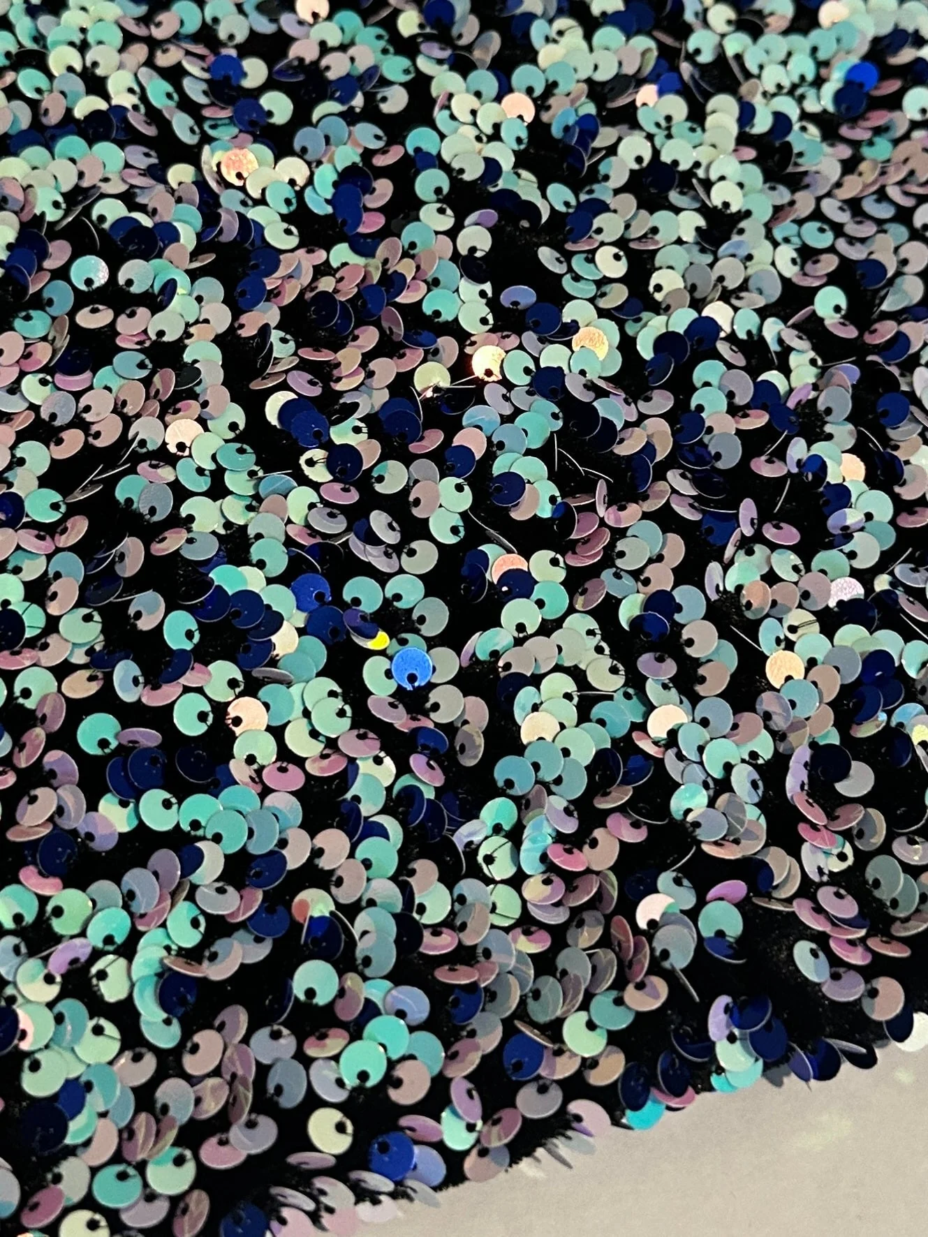 Mermaid Blue Confetti Sequin on Velvet - Image 2